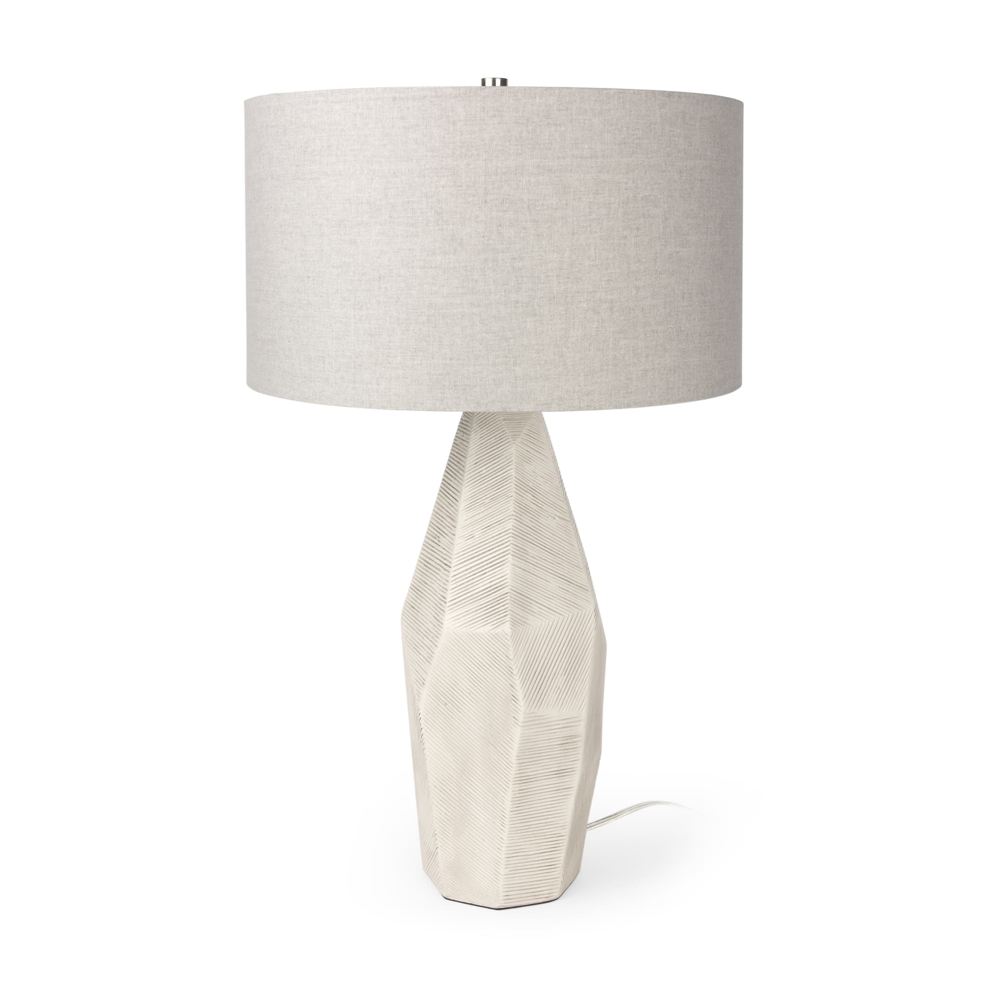 Piven White w/Antiqued Wash Textured Ceramic Table Lamp — product photograph