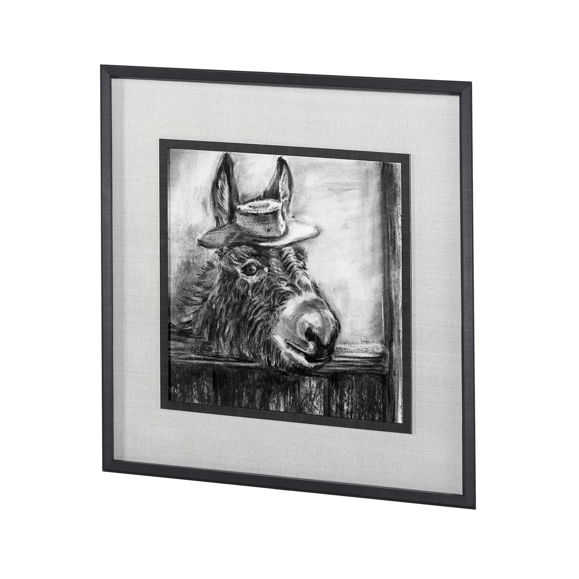 Donkey II by Mercana Studio a Hand Embellished Textured Framed Art Print Matted under Glass — product photograph