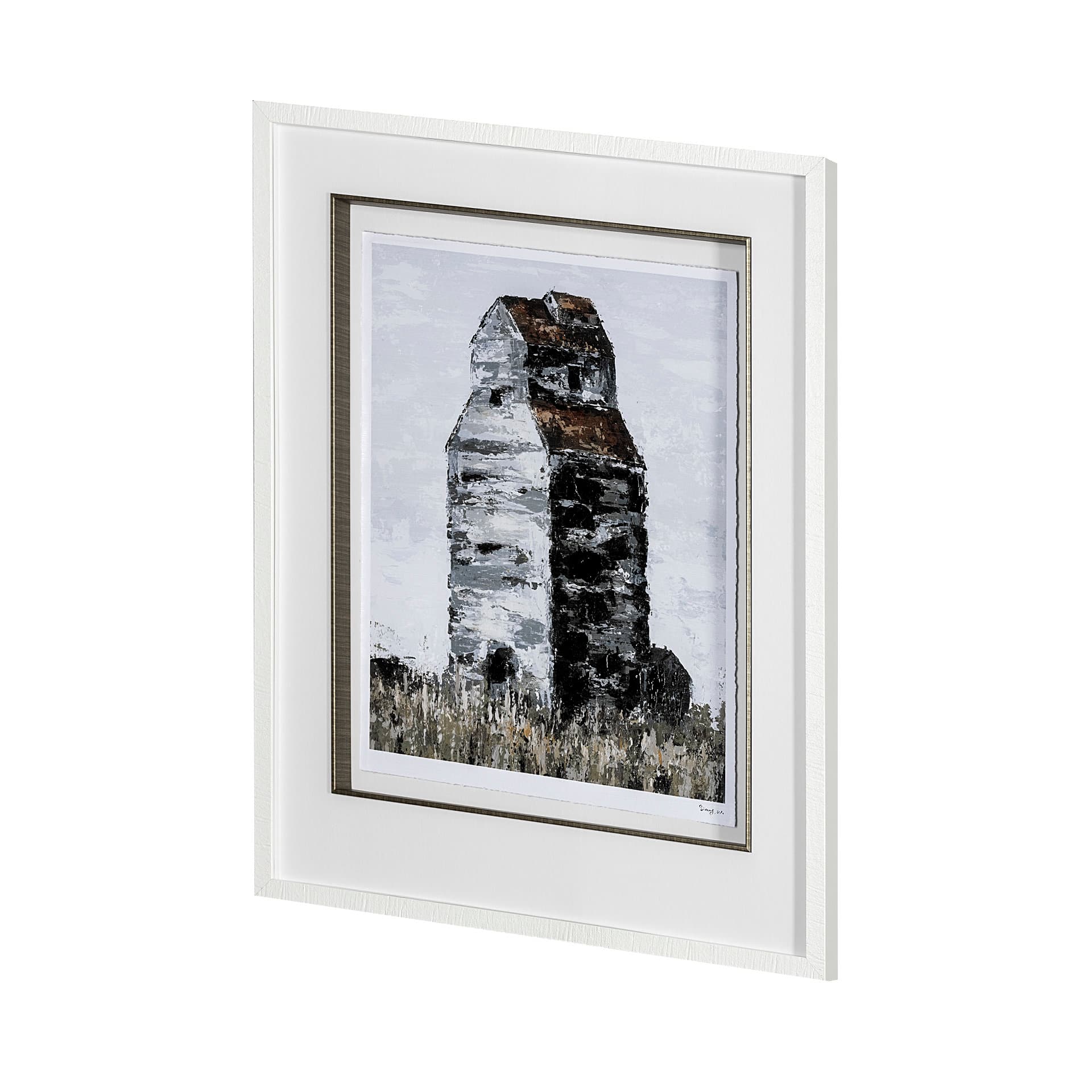 Abandoned Grain Elevator II by Mercana Studio Hand Embelished Framed Art Print Matted under Glass — product photograph