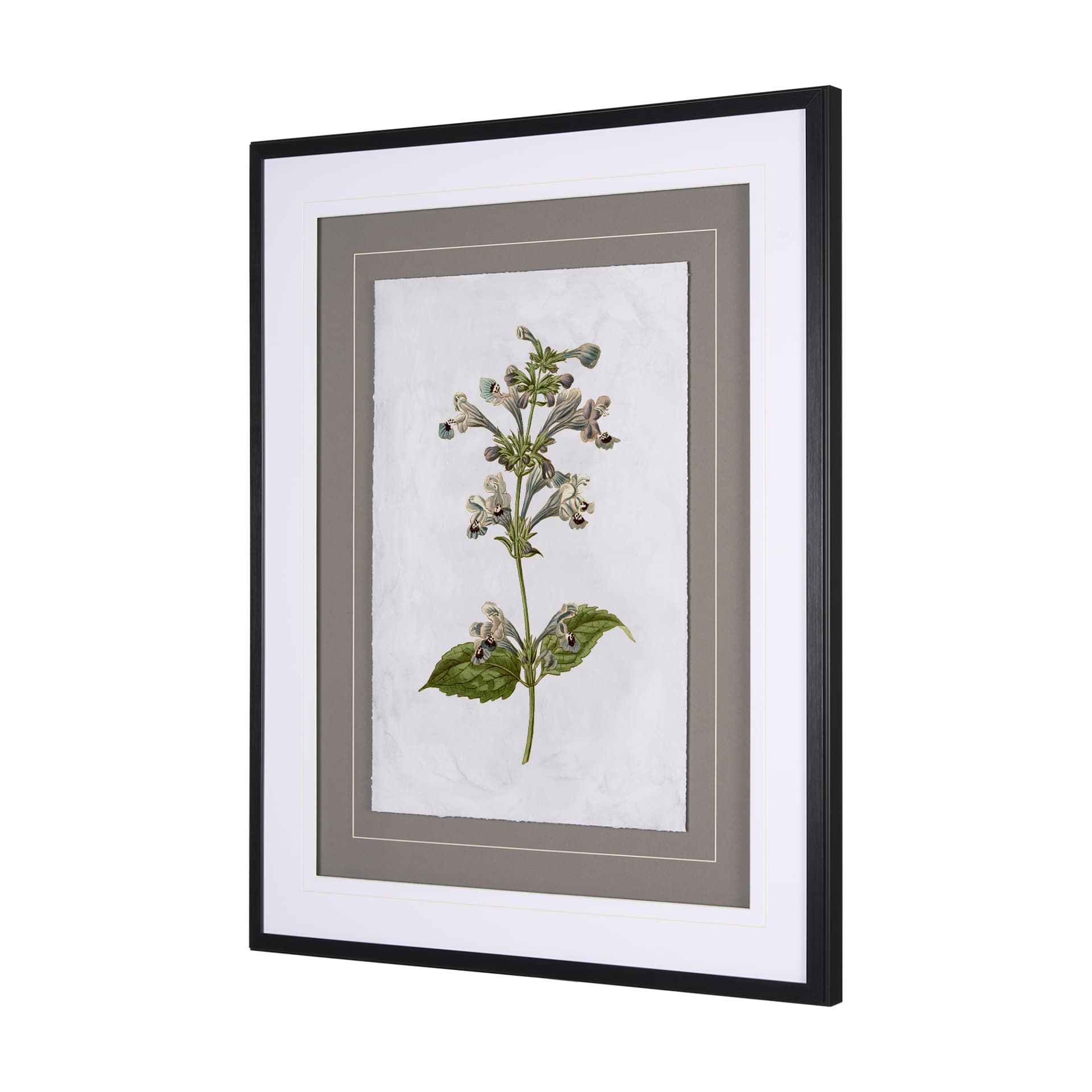Soft Blue Botanoicals III by Mercana Studio Hand Embellished Framed Art Print Matted under Glass — product photograph