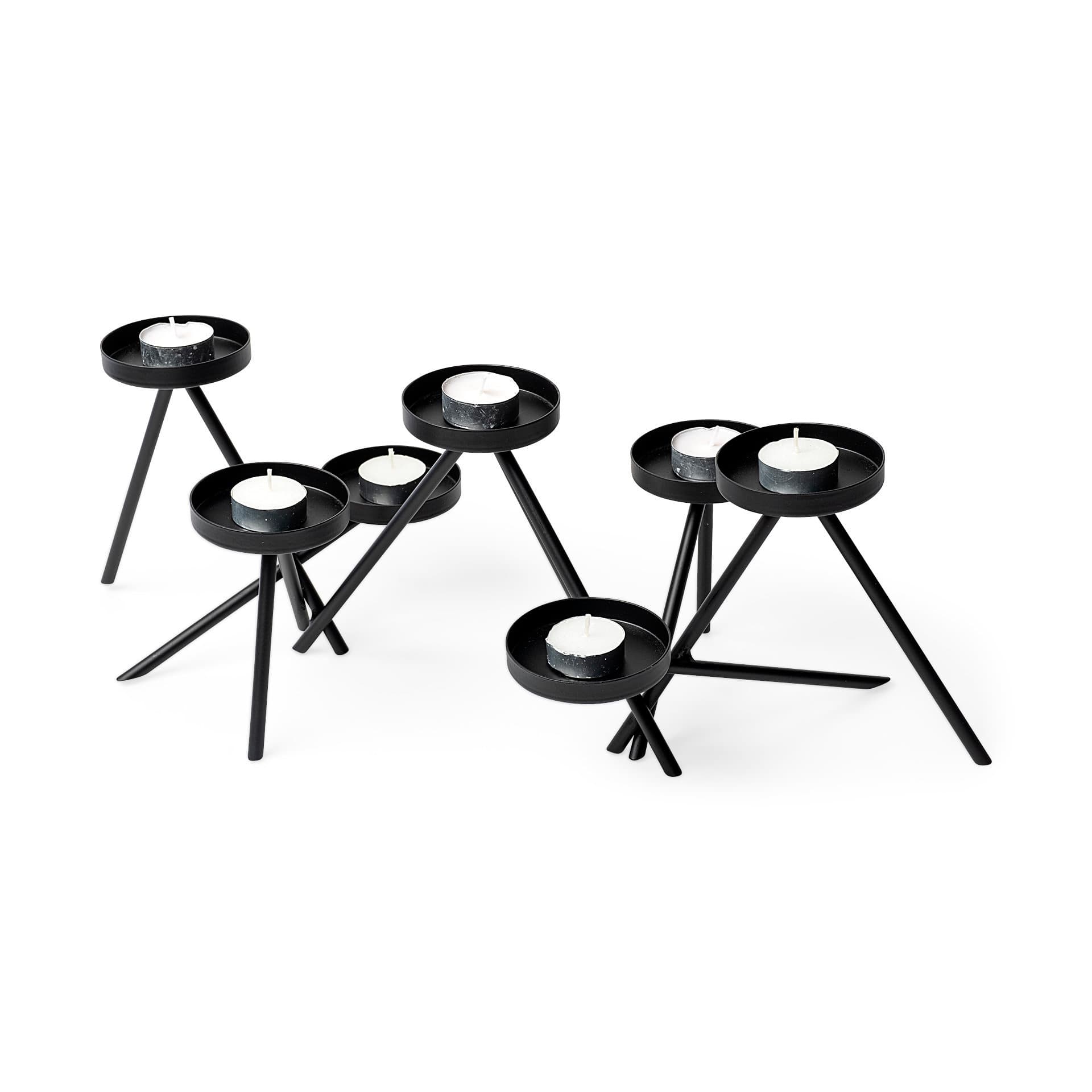 Meira Black Metal Seven Votive Table Candle Holder — product photograph