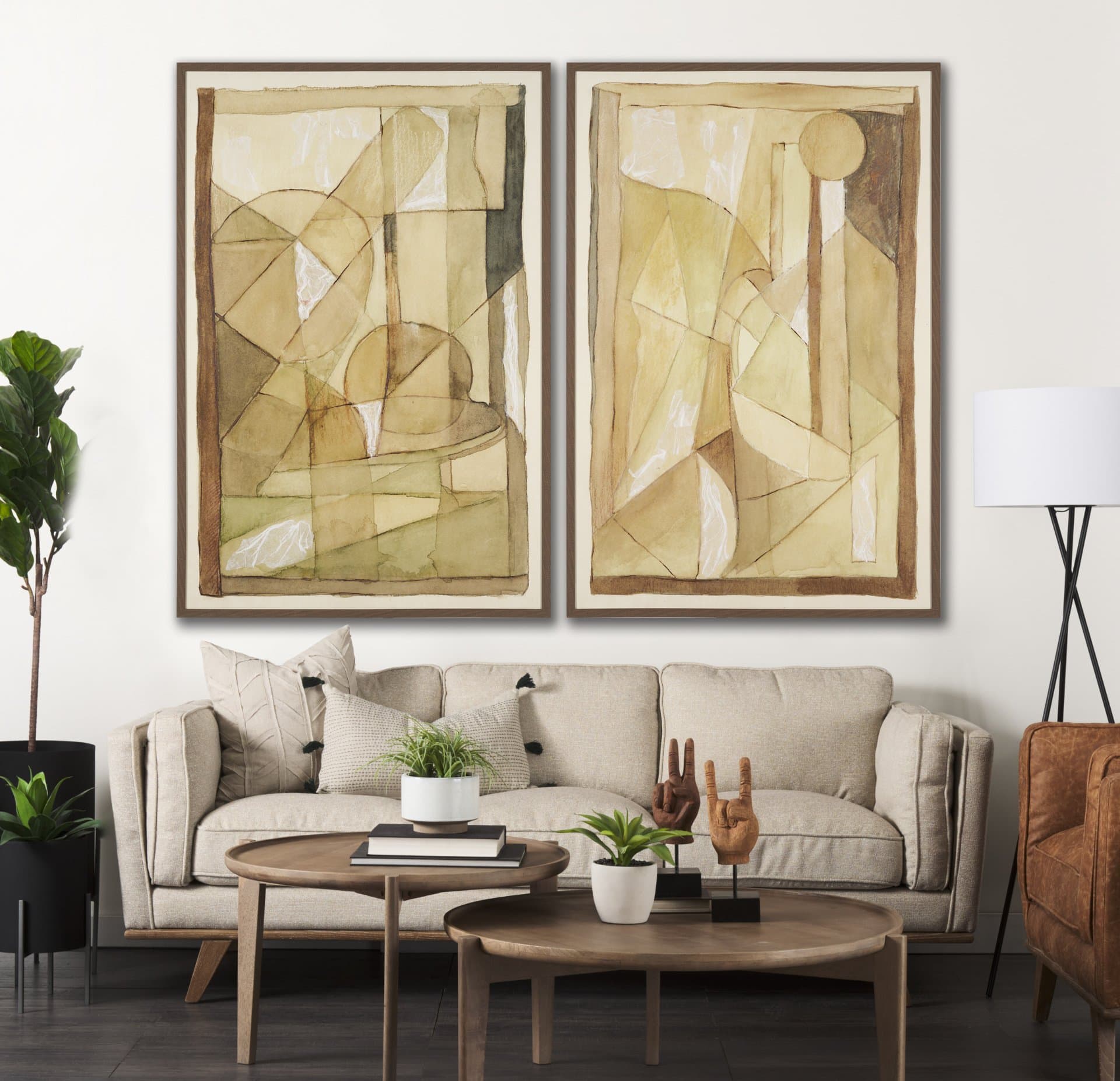 Between Tones I by Mercana Studio Hand-Embellished Textured Framed Canvas Artwork — in a styled room