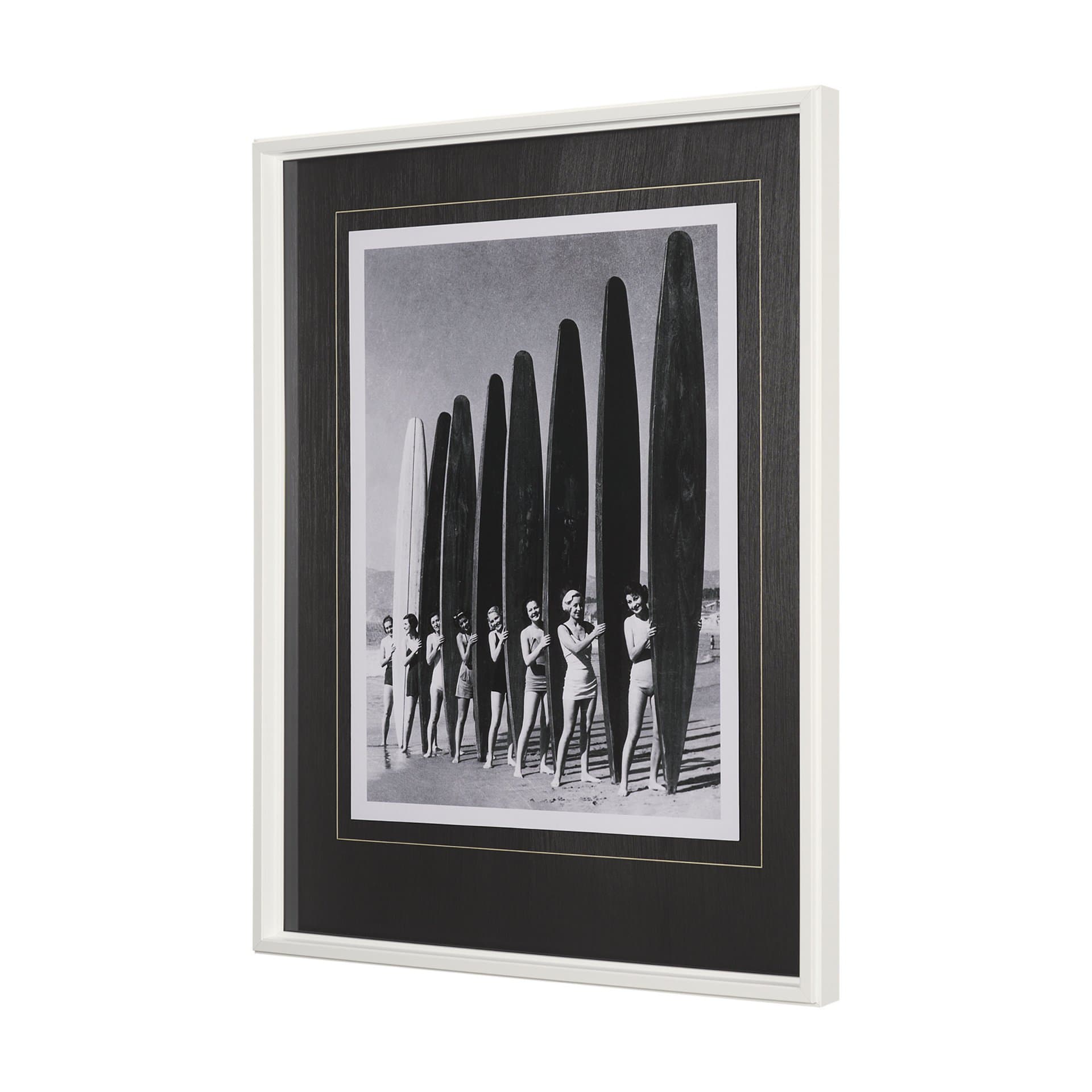 Surfin' Gals by The Chelsea Collection Hand Embellished Textured Framed Art Photo Matted under Glass — product photograph