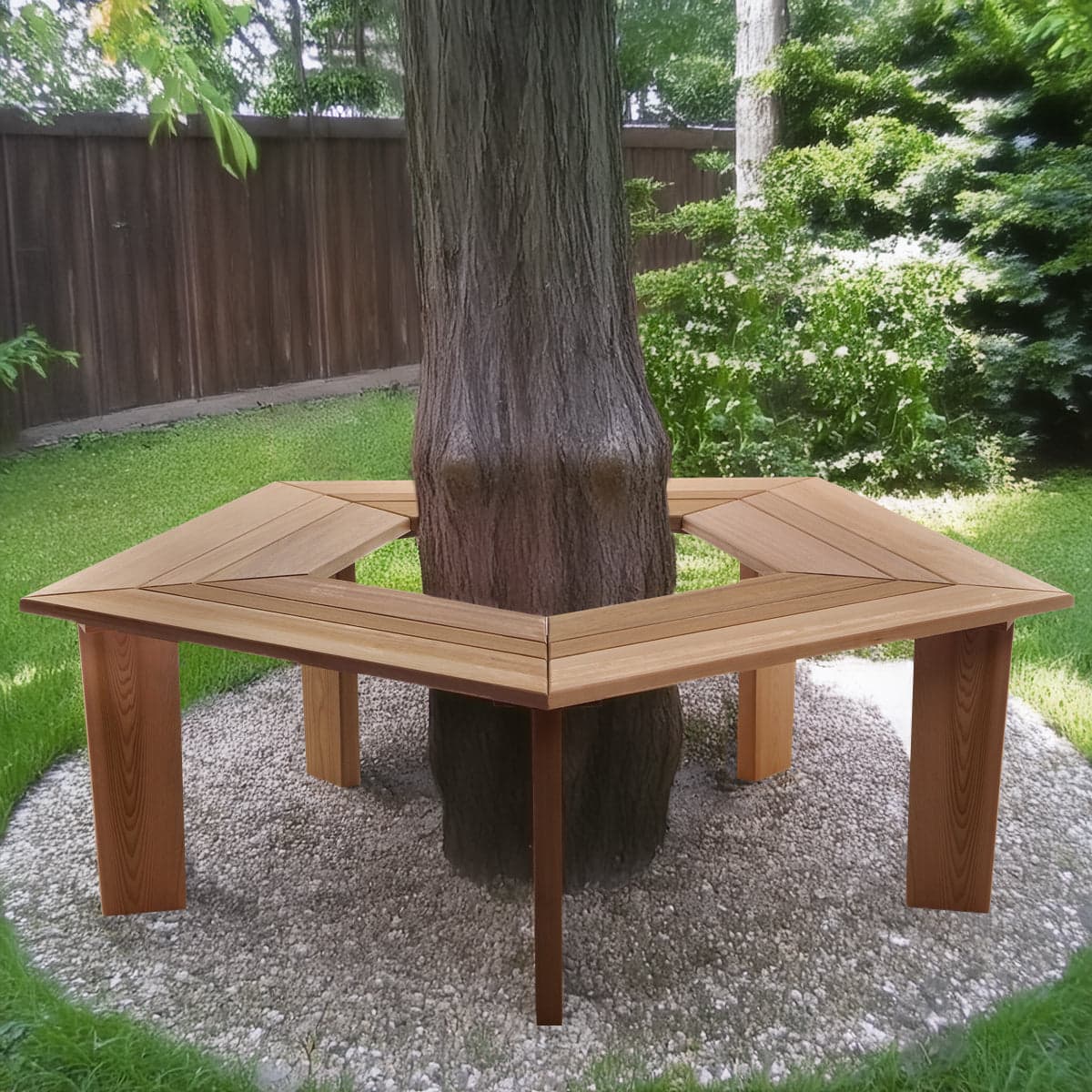 Wrap Around Tree Cedar Bench TB50 — product photograph