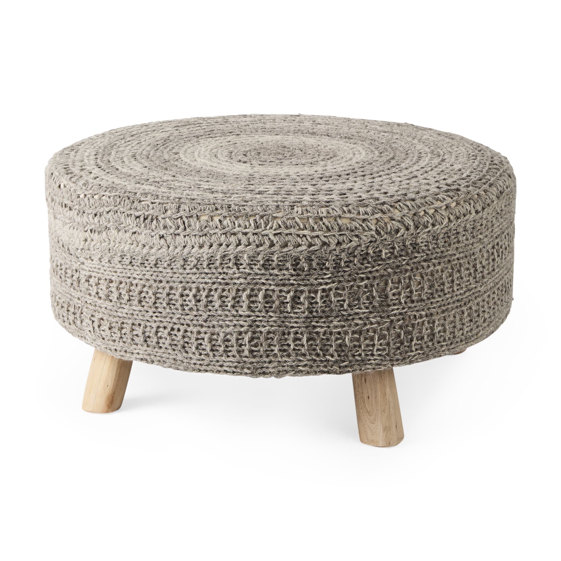 Bina 30.0L x 30.0W x 15.0H Dark Gray 4 Legged Wool Stool — product photograph