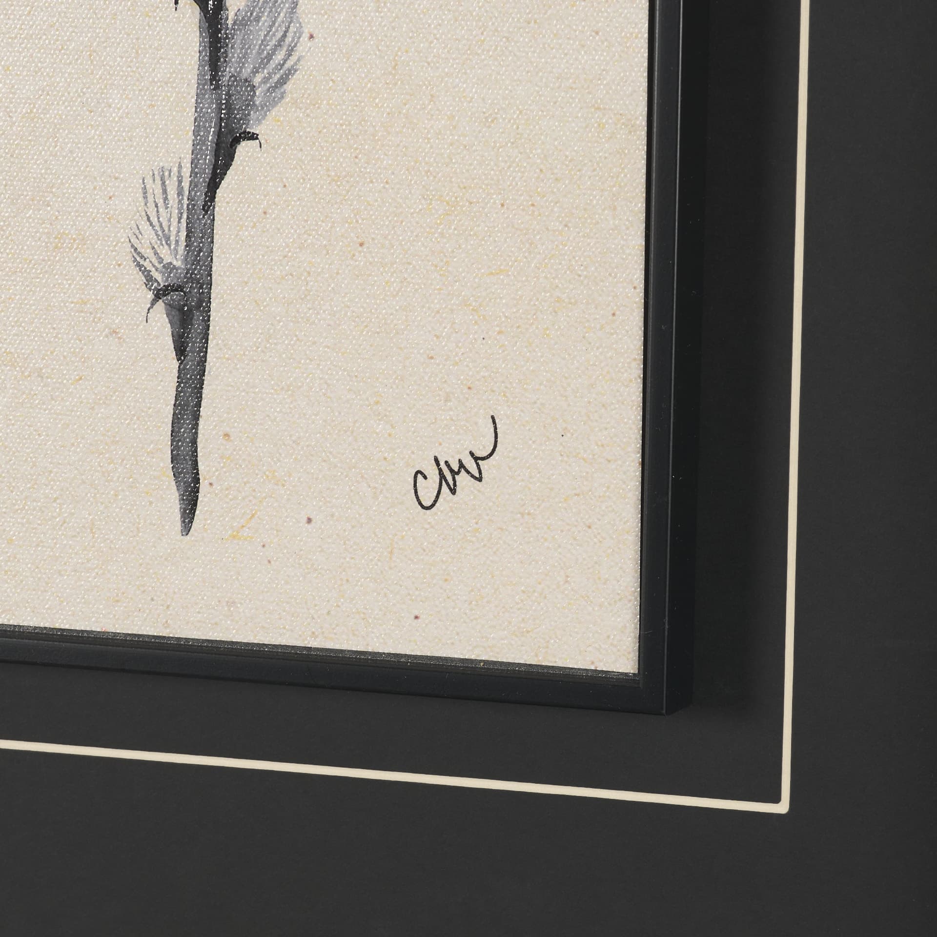 Pussy Willow by Cristina Bartl Villa Hand-Embellished Textured Framed Artwork Matted under Glass — product photograph