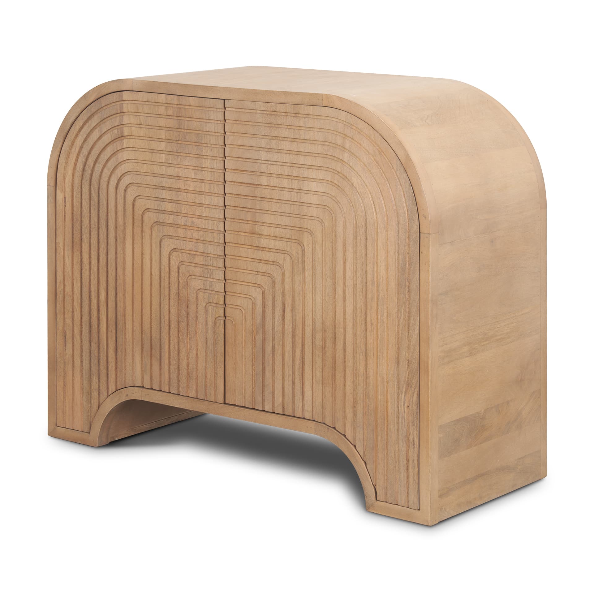 Sorina Reverse Fluted Light Brown Wood Accent Cabinet — product photograph