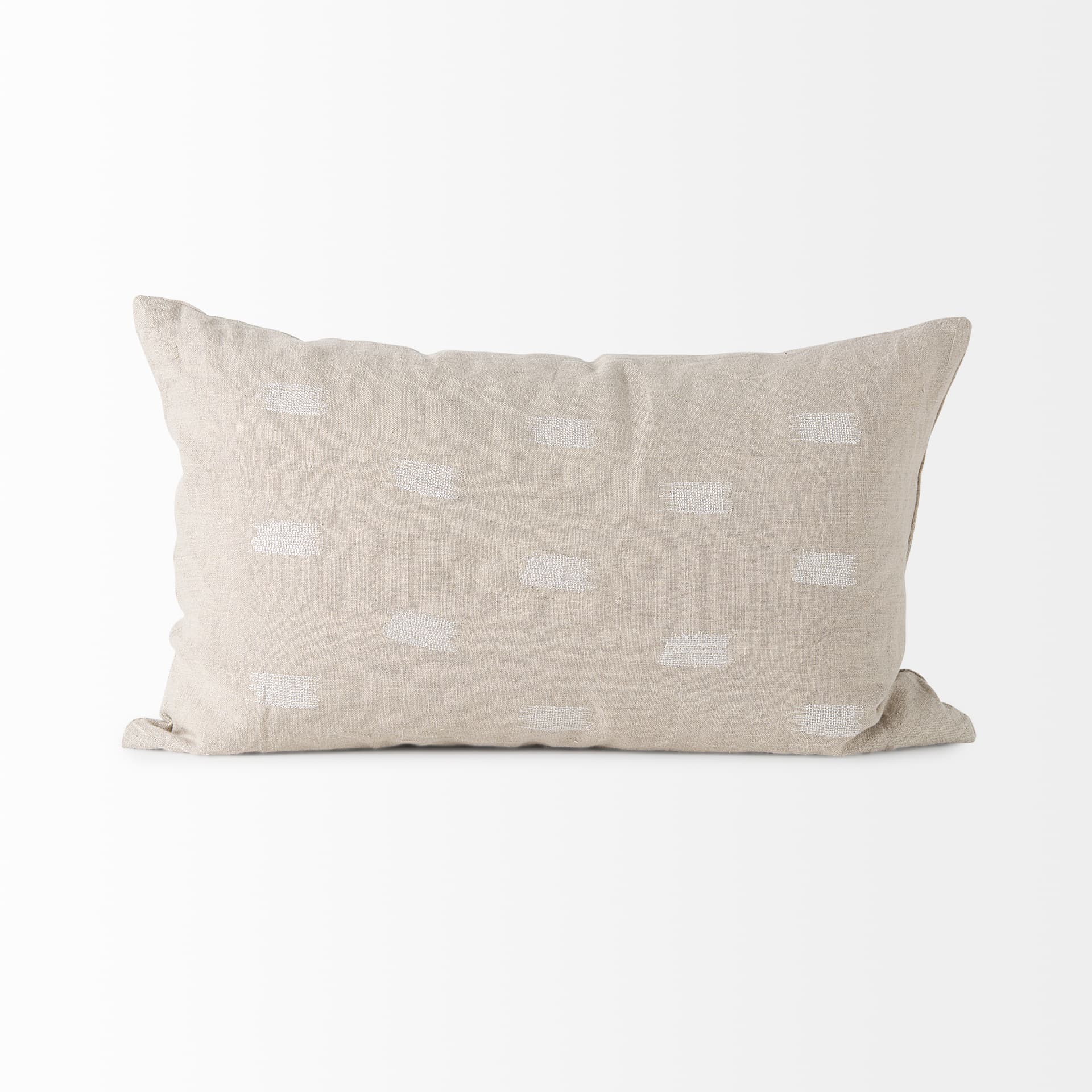 Lacey 13x21 Beige/White Decorative Pillow Cover w/Down Filler — product photograph