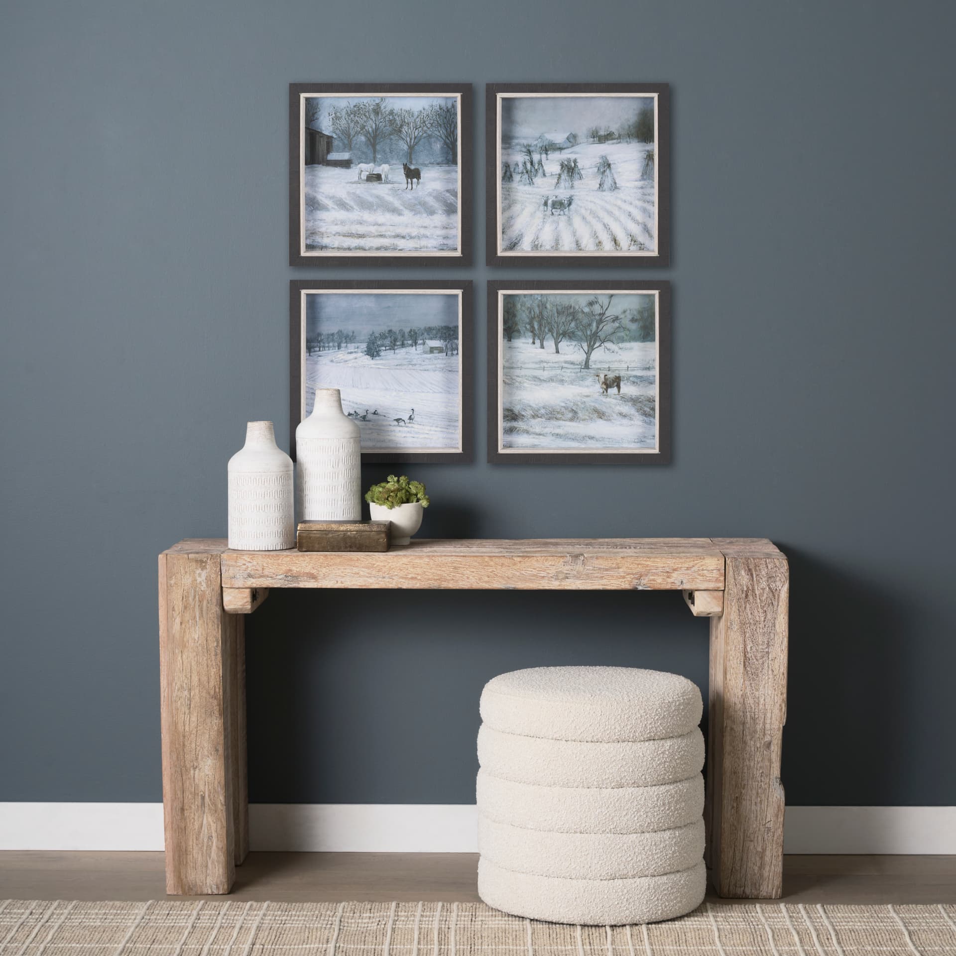 Winter On The Farm I by Mercana Studio a Hand Embellished Framed Art Print — in a styled room