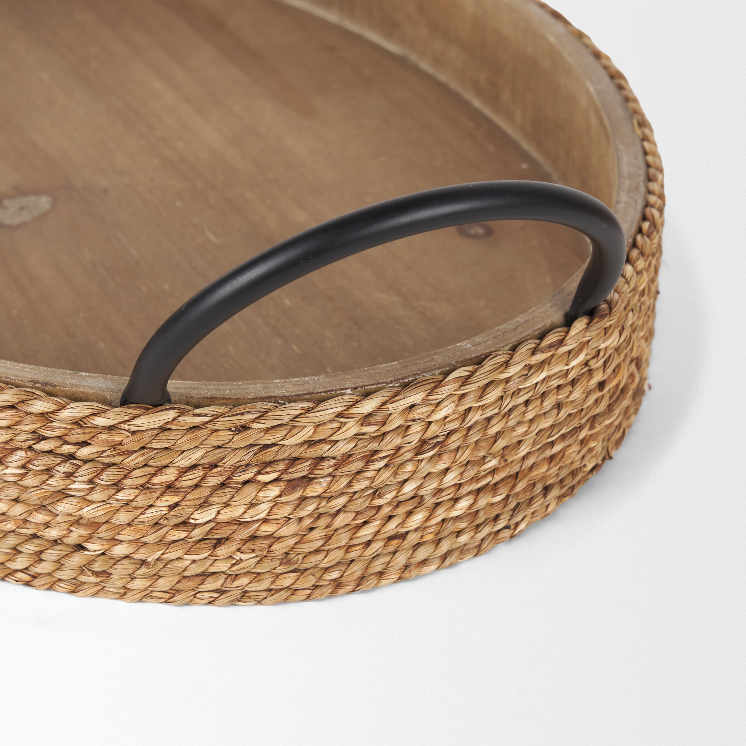 Wheaton Light Brown Wood w/ Natural Jute Serving Trays — product photograph