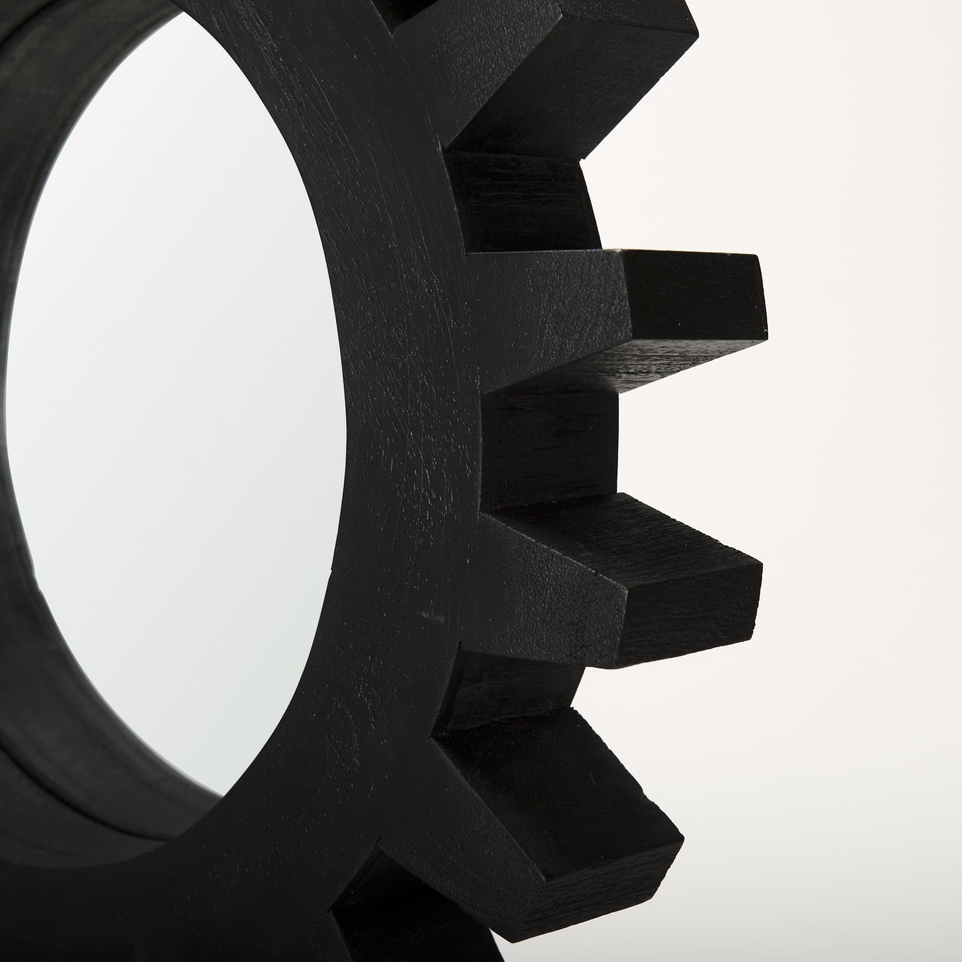 Sundance Cog 17" Round Black Wood Frame Mirror — product photograph
