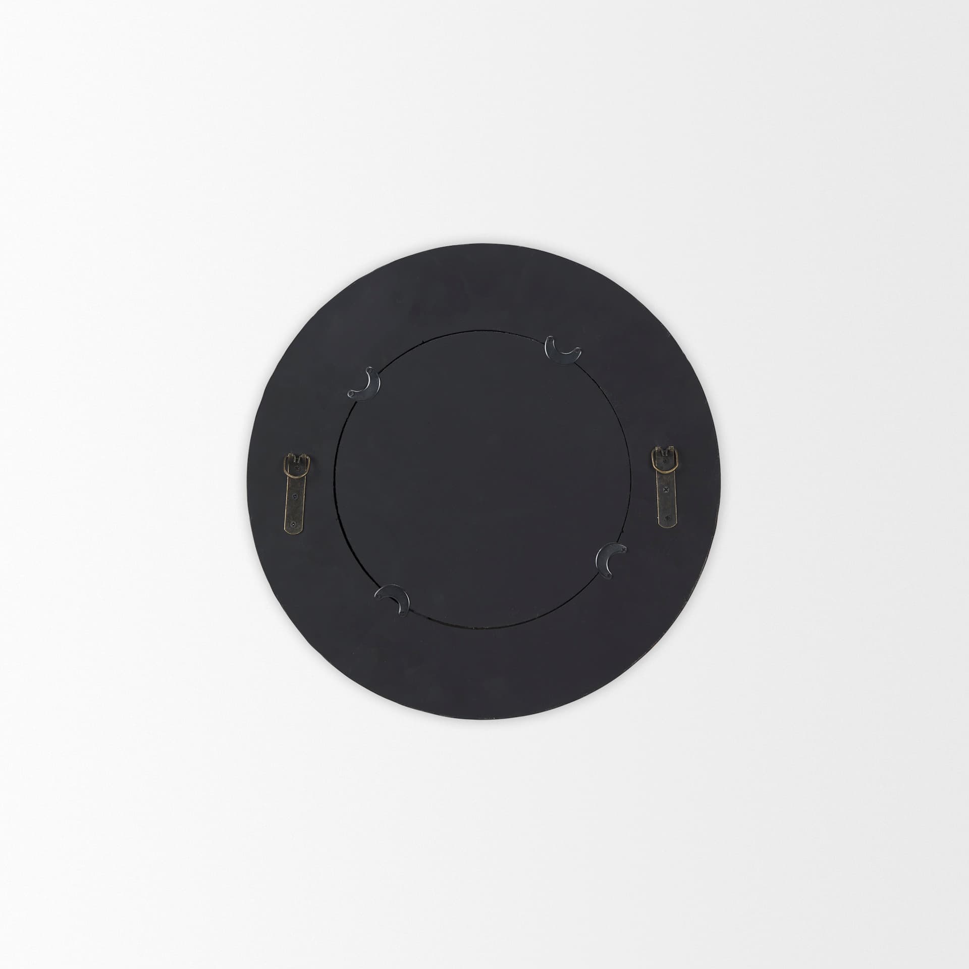 Sprocket 17" Round Brown Wood Frame Mirror — product photograph