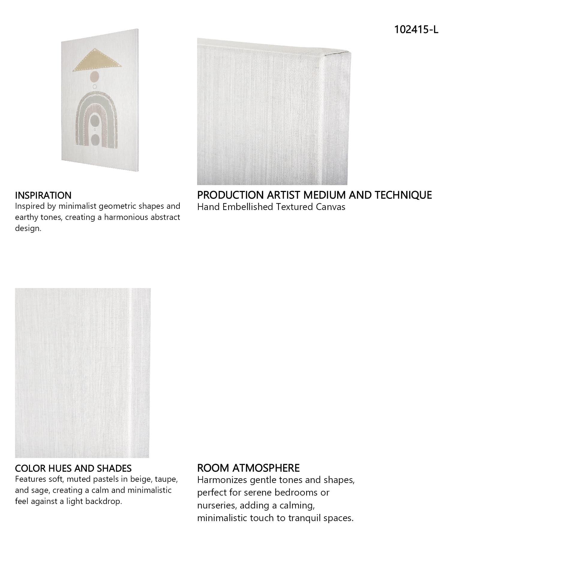 Pavilion Neutral I by Mercana Studio a Hand Embellished Textured Canvas — in a styled room