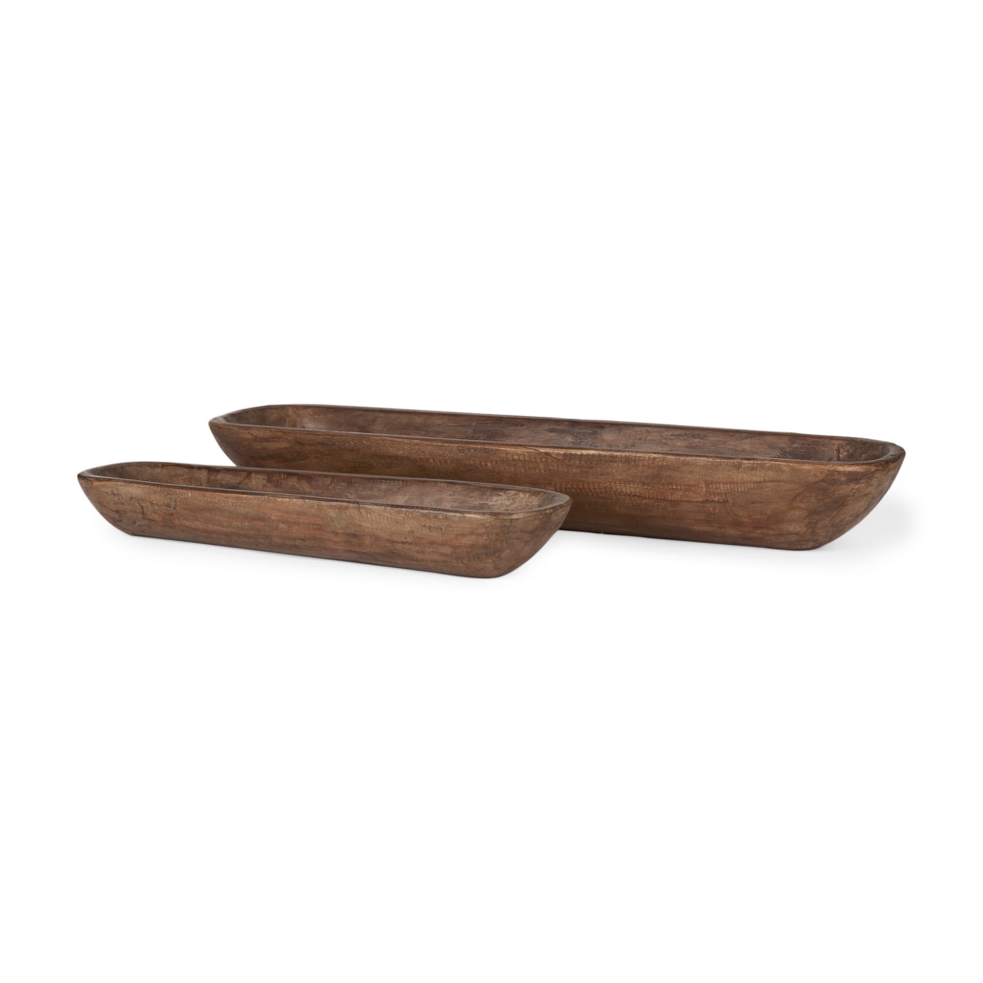 Athena Set of 2 Extra Large Medium Brown Reclaimed Wood Trays — product photograph