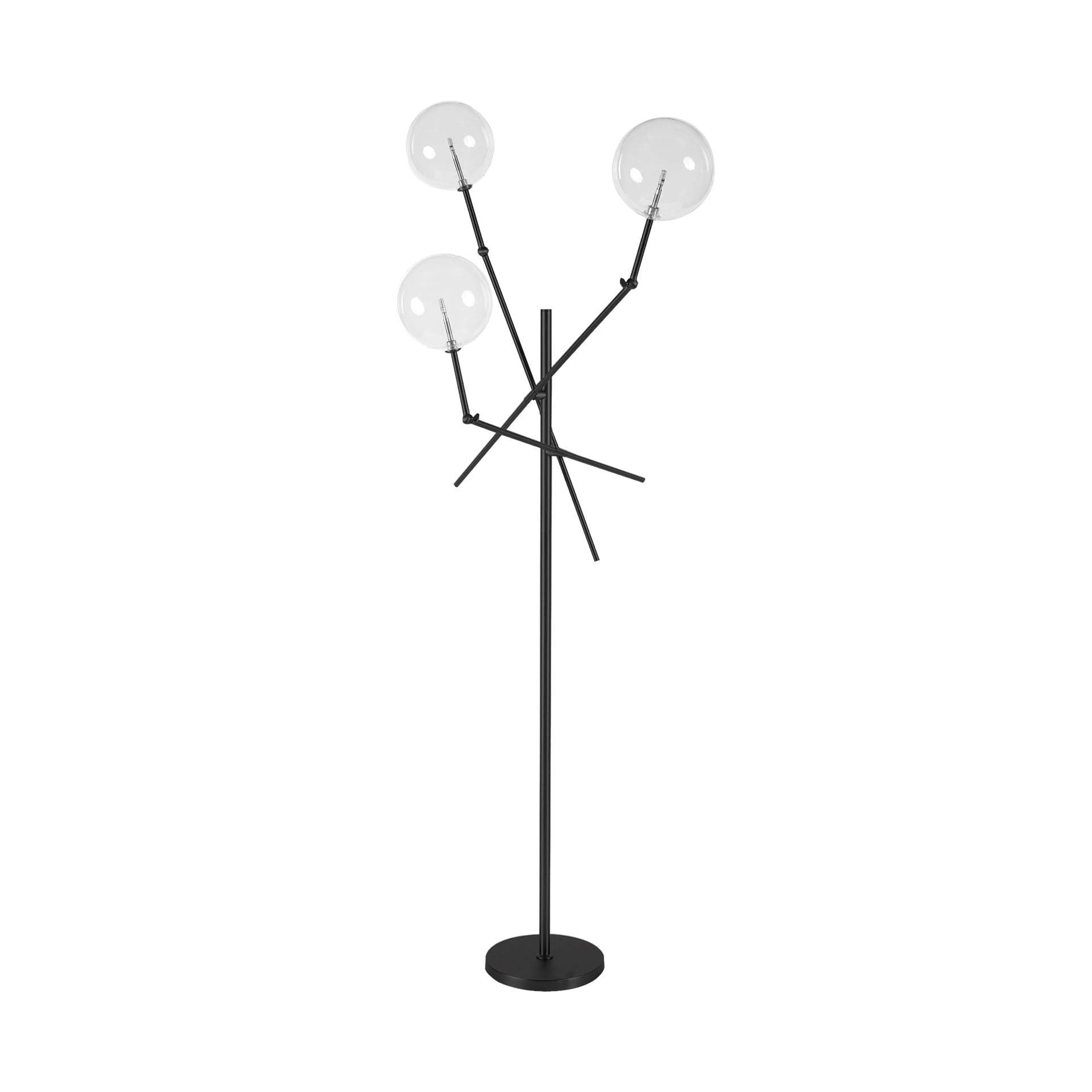 Connor II 84" Black Metal Glass Globe Three Light Floor Lamp — product photograph
