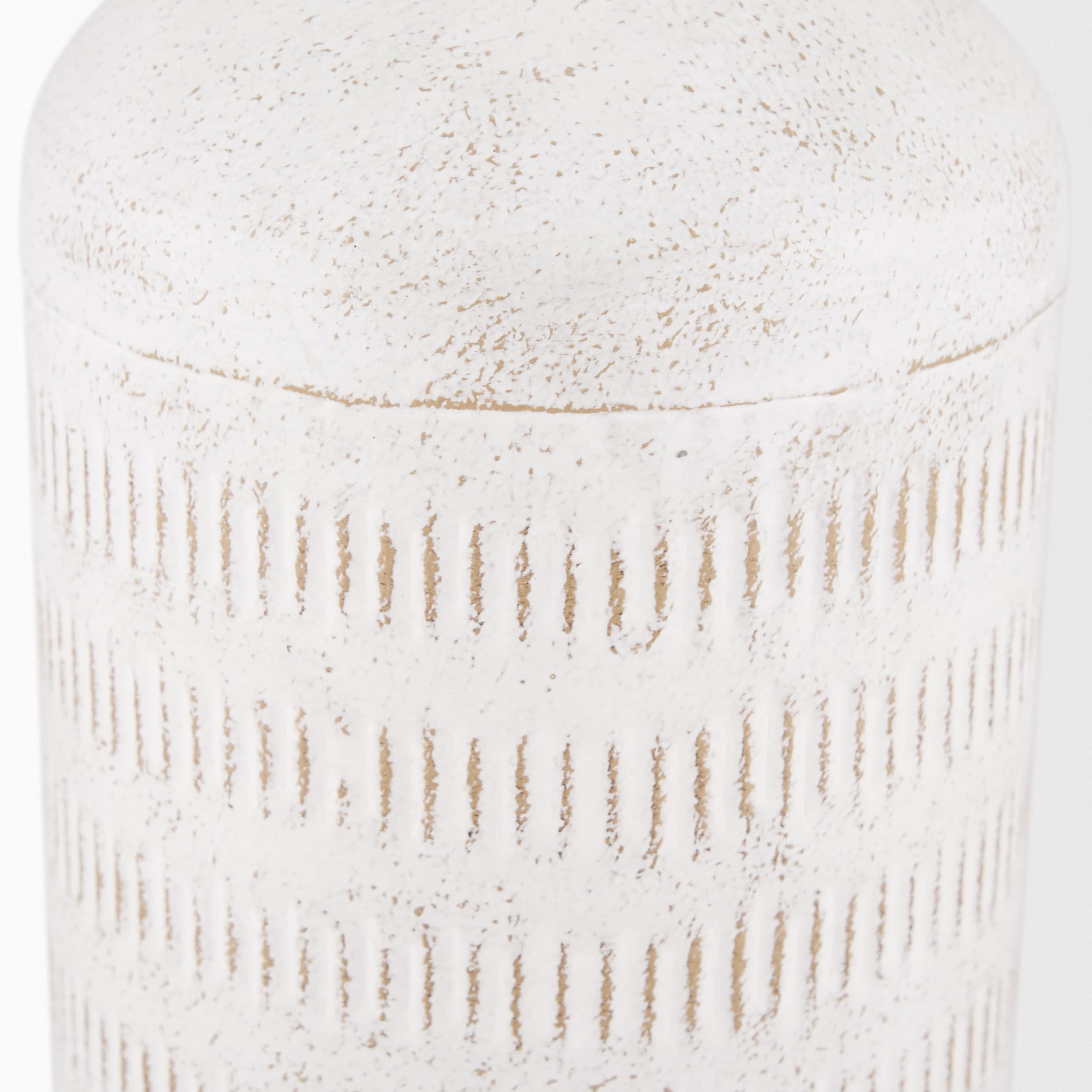 Tisha Large White W/ Terracotta Distressing Metal Vase — product photograph