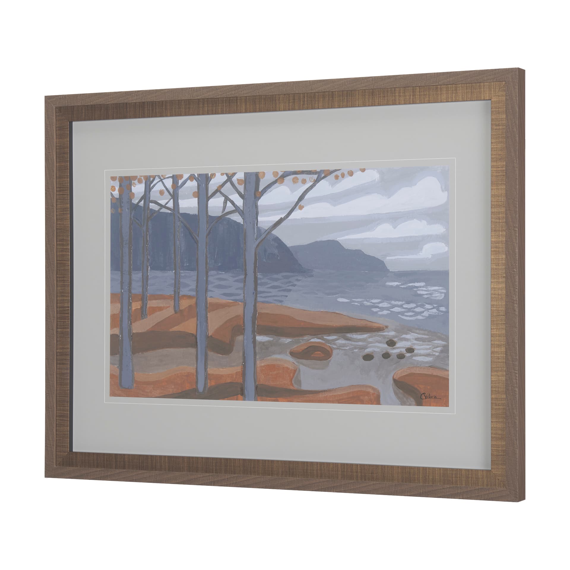 Gray Day by Mercana Studio a Hand Embellished Textured Framed Art Print Matted under Glass — product photograph