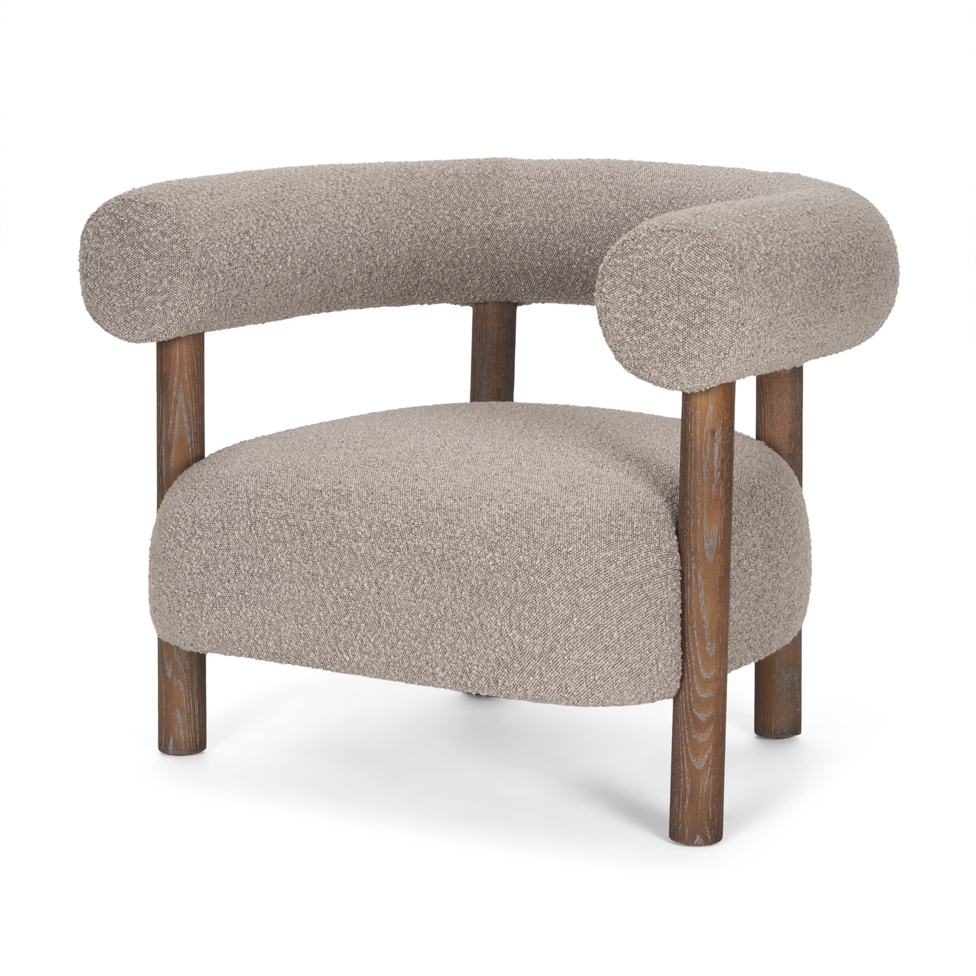 Gianna Open Back Medium Brown Wood w/ Taupe Boucle Fabric Accent Chair — product photograph