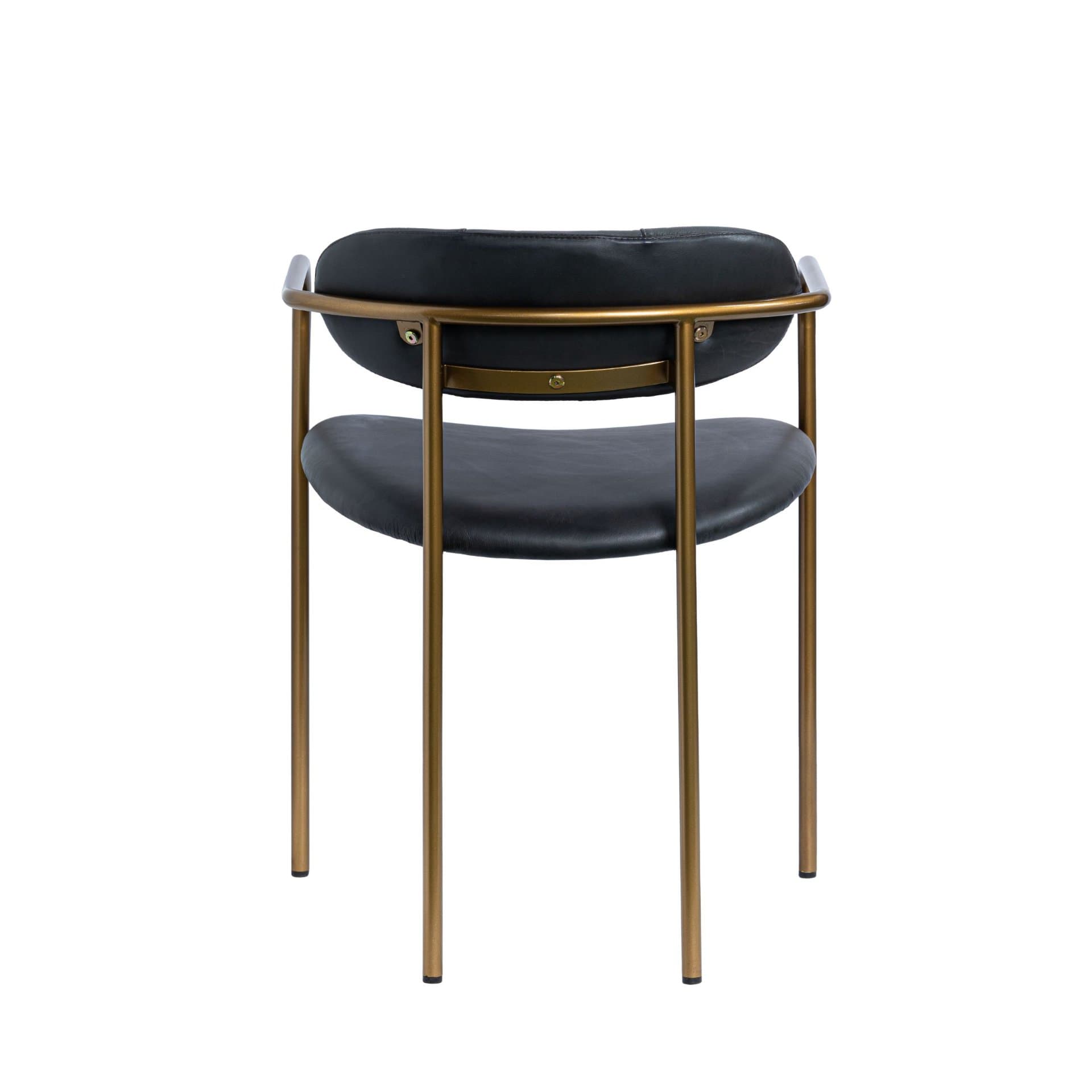 Parker Curved Back Dining Arm Chair | Black Leather w/ Gold Metal — product photograph
