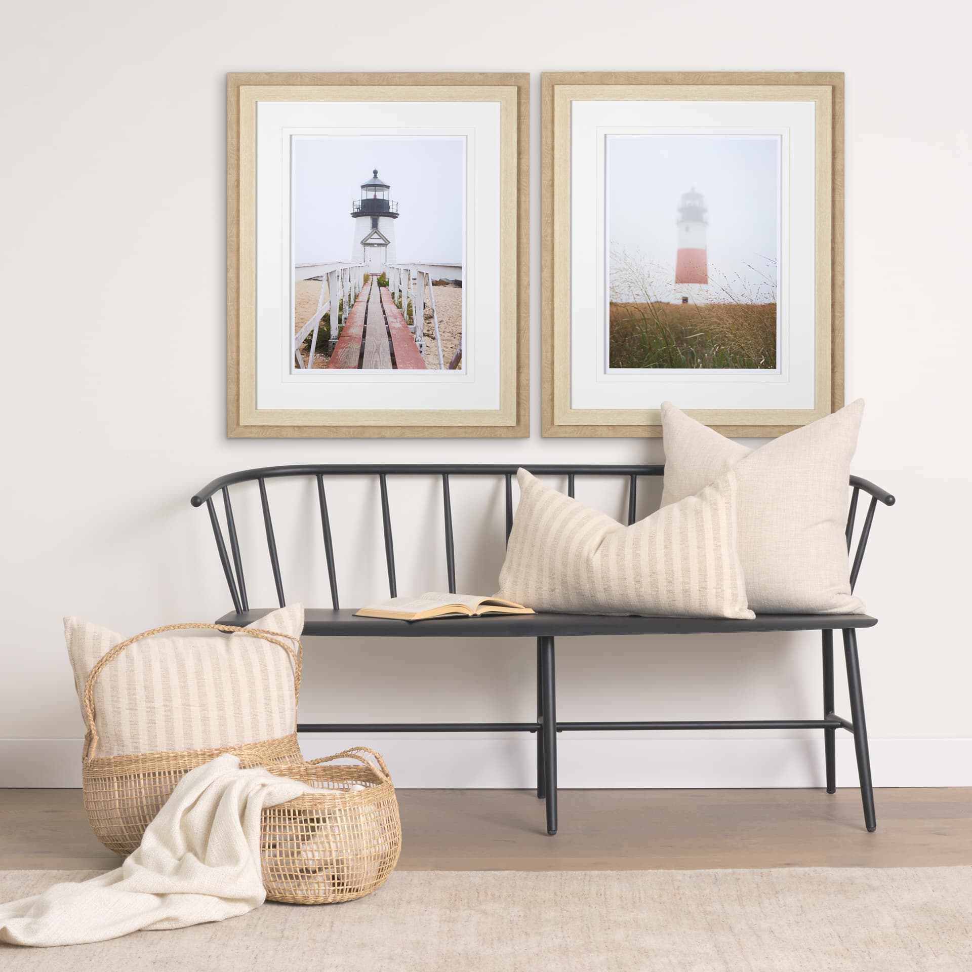 Brant Point Lighthouse by Mercana Studio a Framed Photo Art Print Matted under Glass — in a styled room