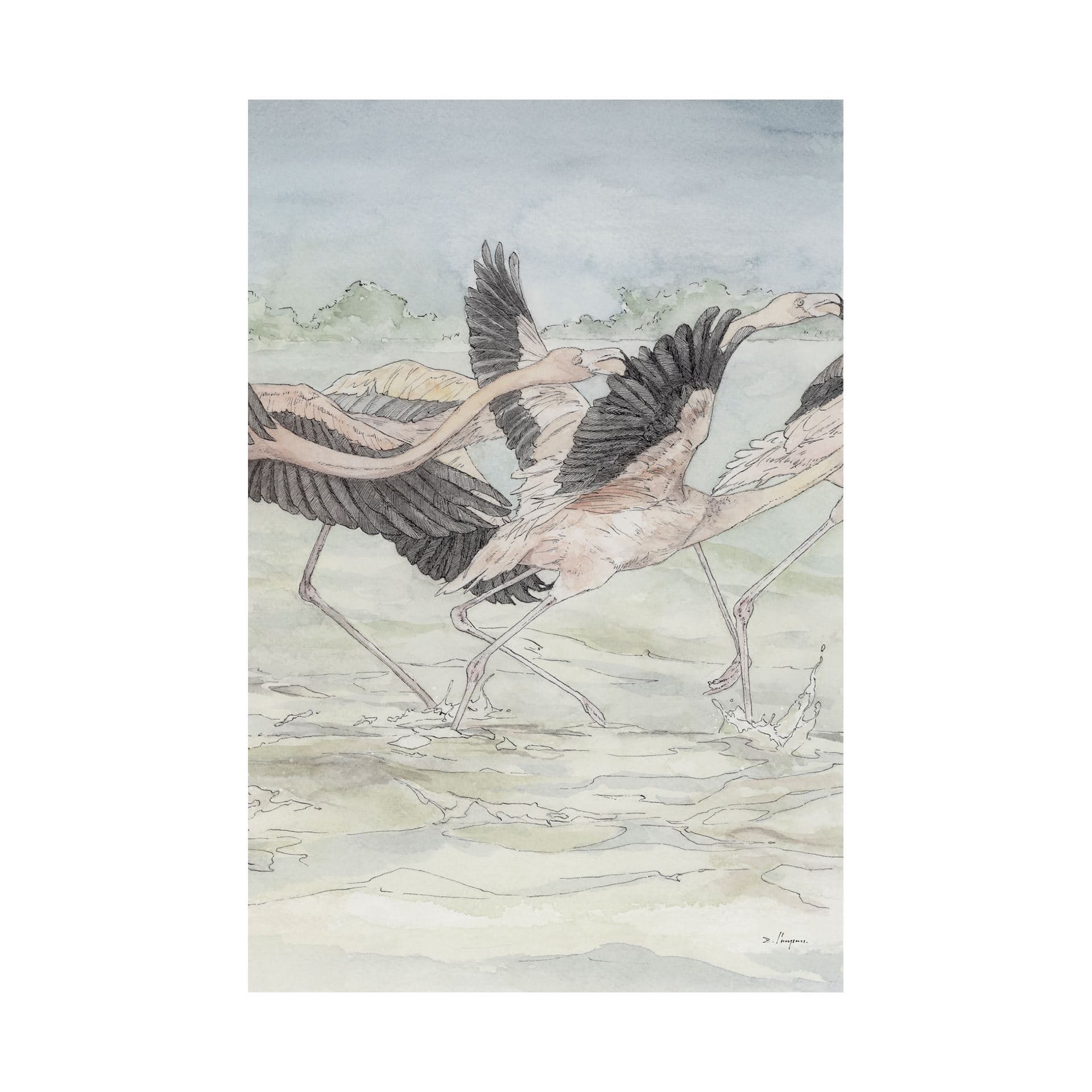 Flamingo II by Mercana Studio a Hand Embellished Textured Canvas — product photograph
