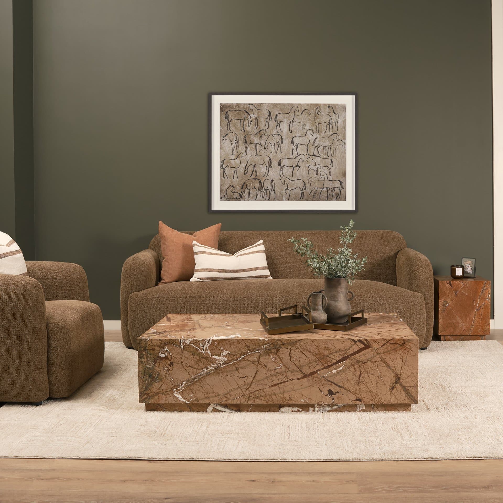 Saga Textured Brown Plush Fabric 3 Seater Sofa — product photograph