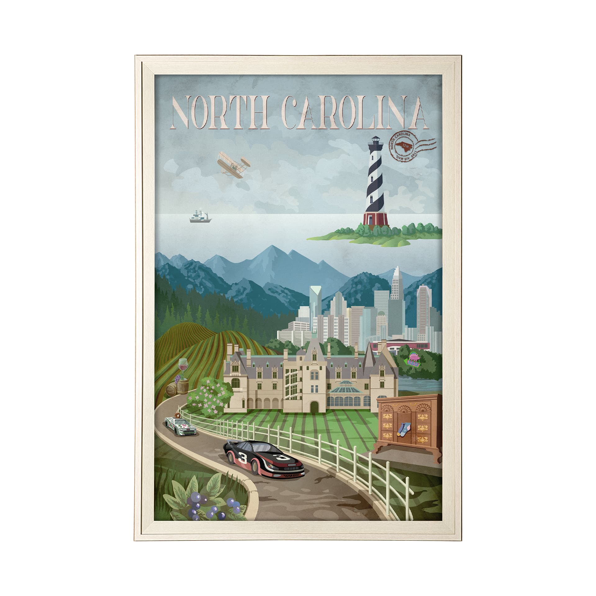 North Carolina by Mercana Studio a Framed Art Print Matted under Glass — product photograph