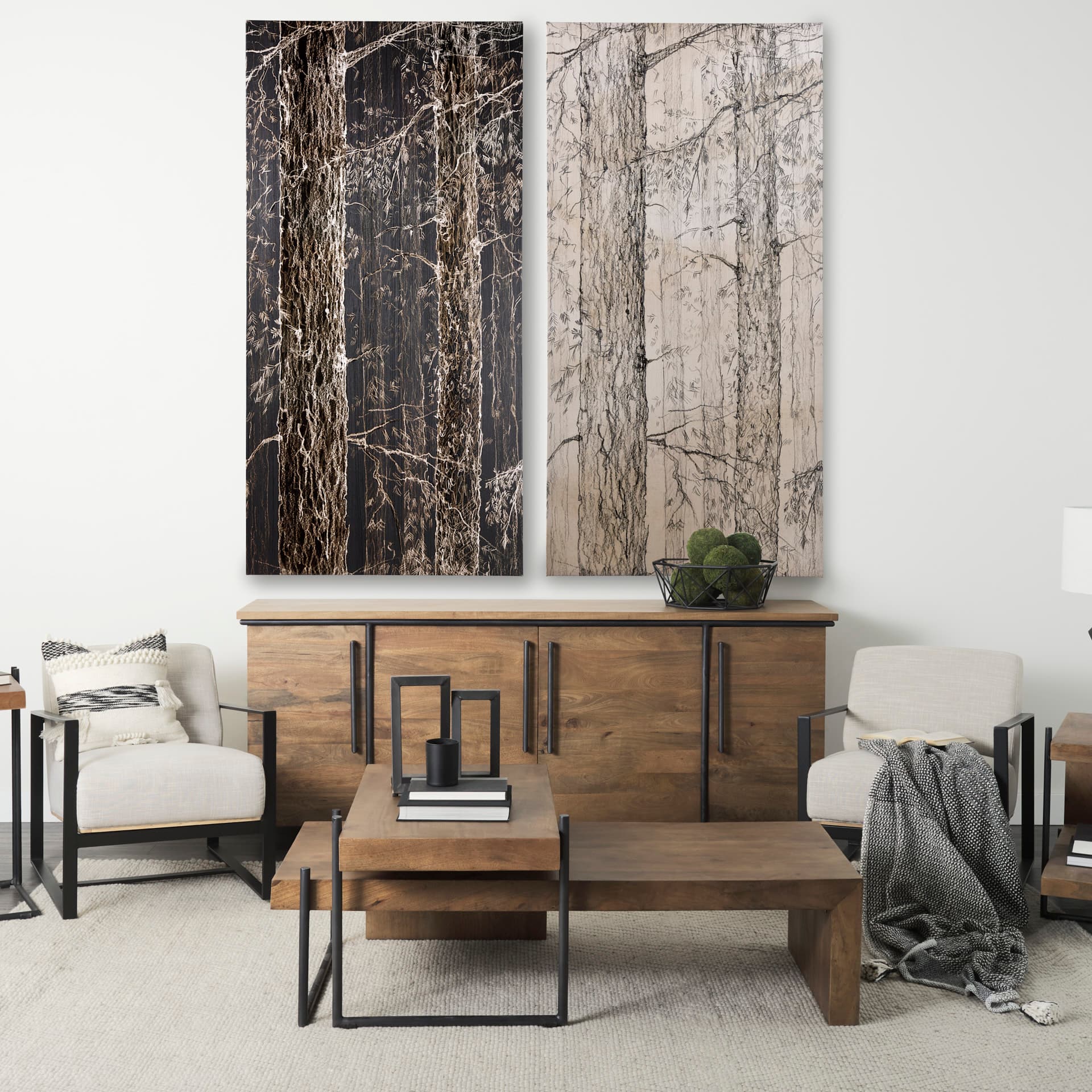 Forest I by Natali a Hand Embellished Textured Canvas — in a styled room