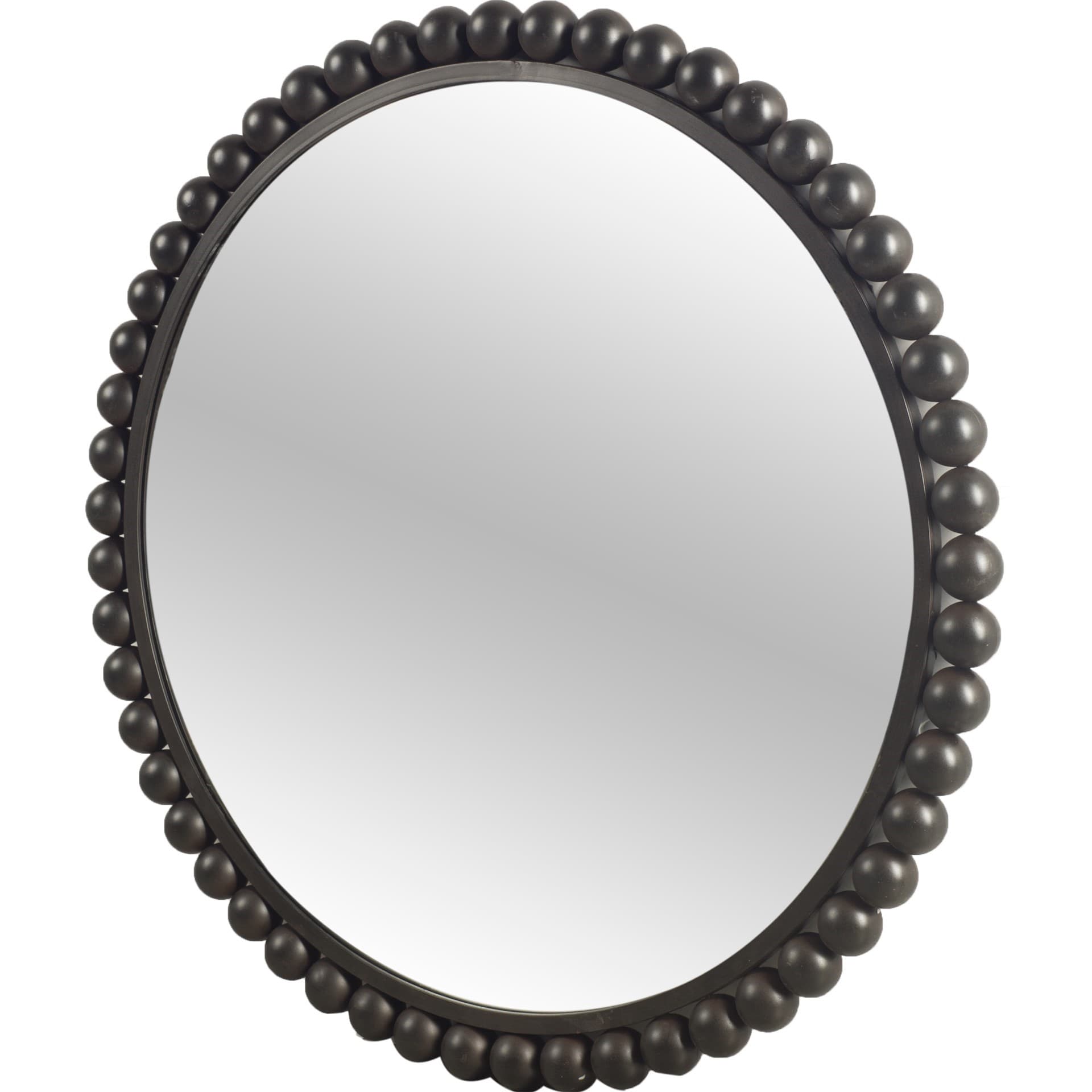 Orbit 43" Round Black Metal Ball Frame Mirror — product photograph