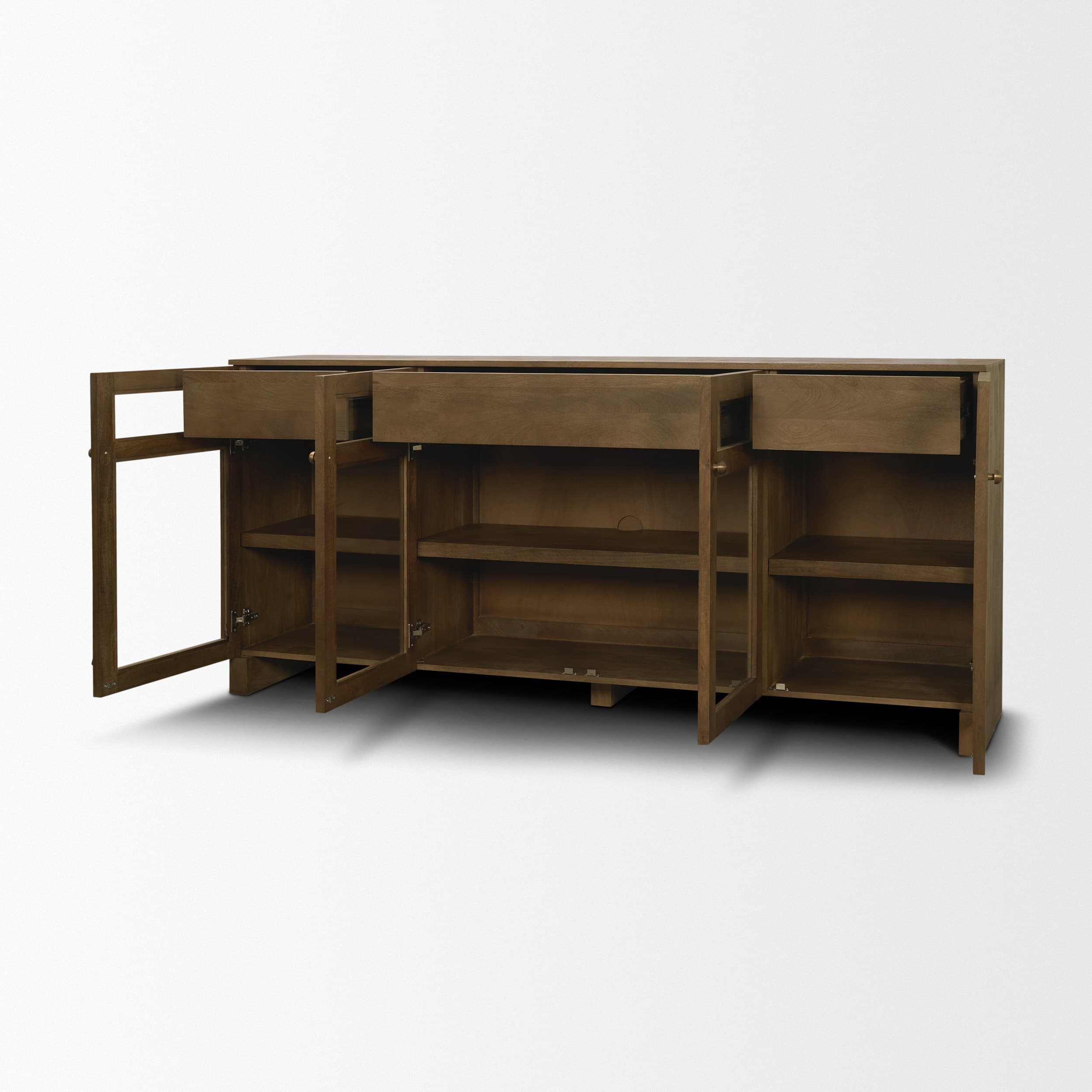 Suri Mid Brown Wood w/ Glass 4-Door Closed Sideboard — product photograph