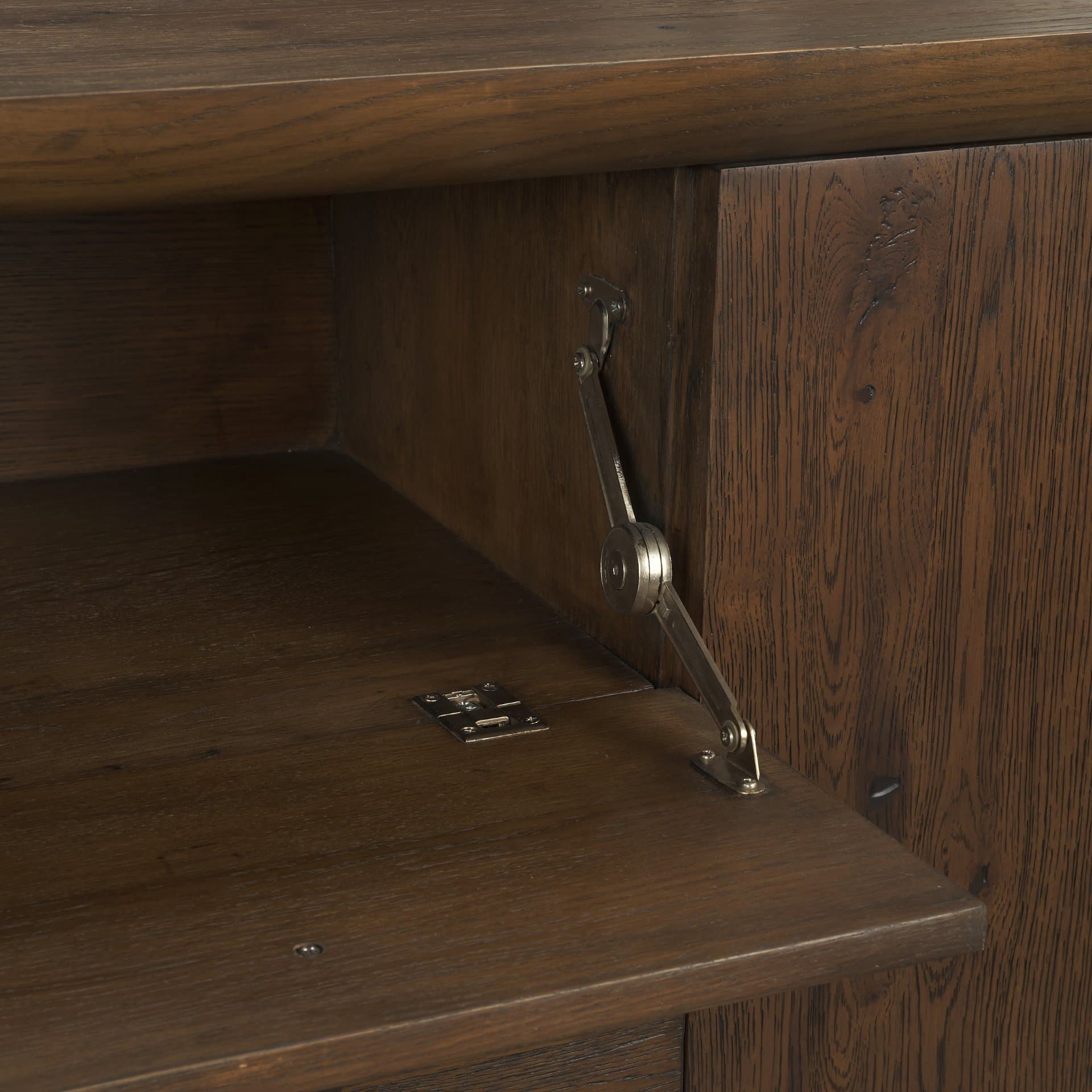 Belford 94" Dark Brown Oak Wood Media Console — product photograph