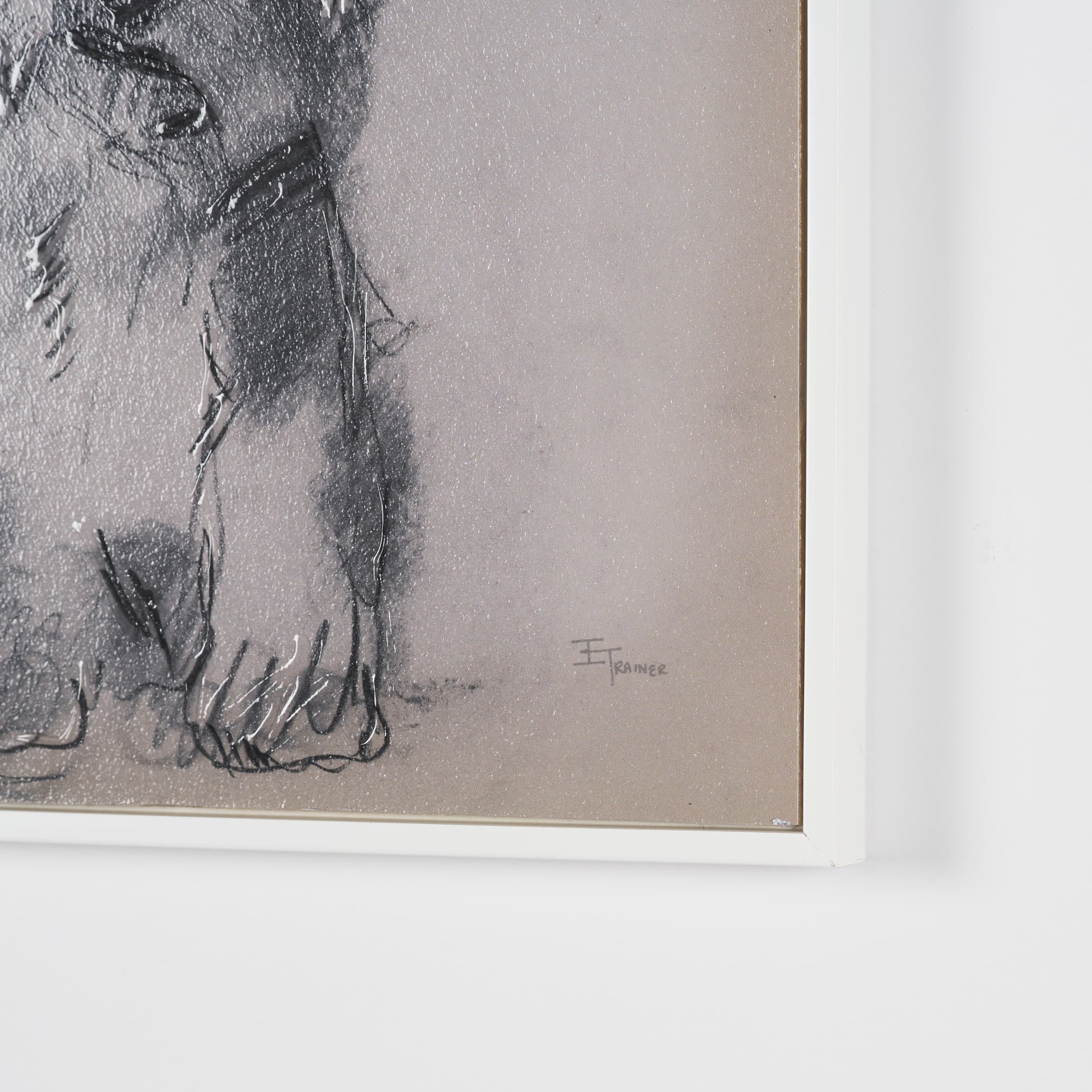 White Scottie by Mercana Studio Hand-Embellished Framed Artwork Matted under Glass — product photograph