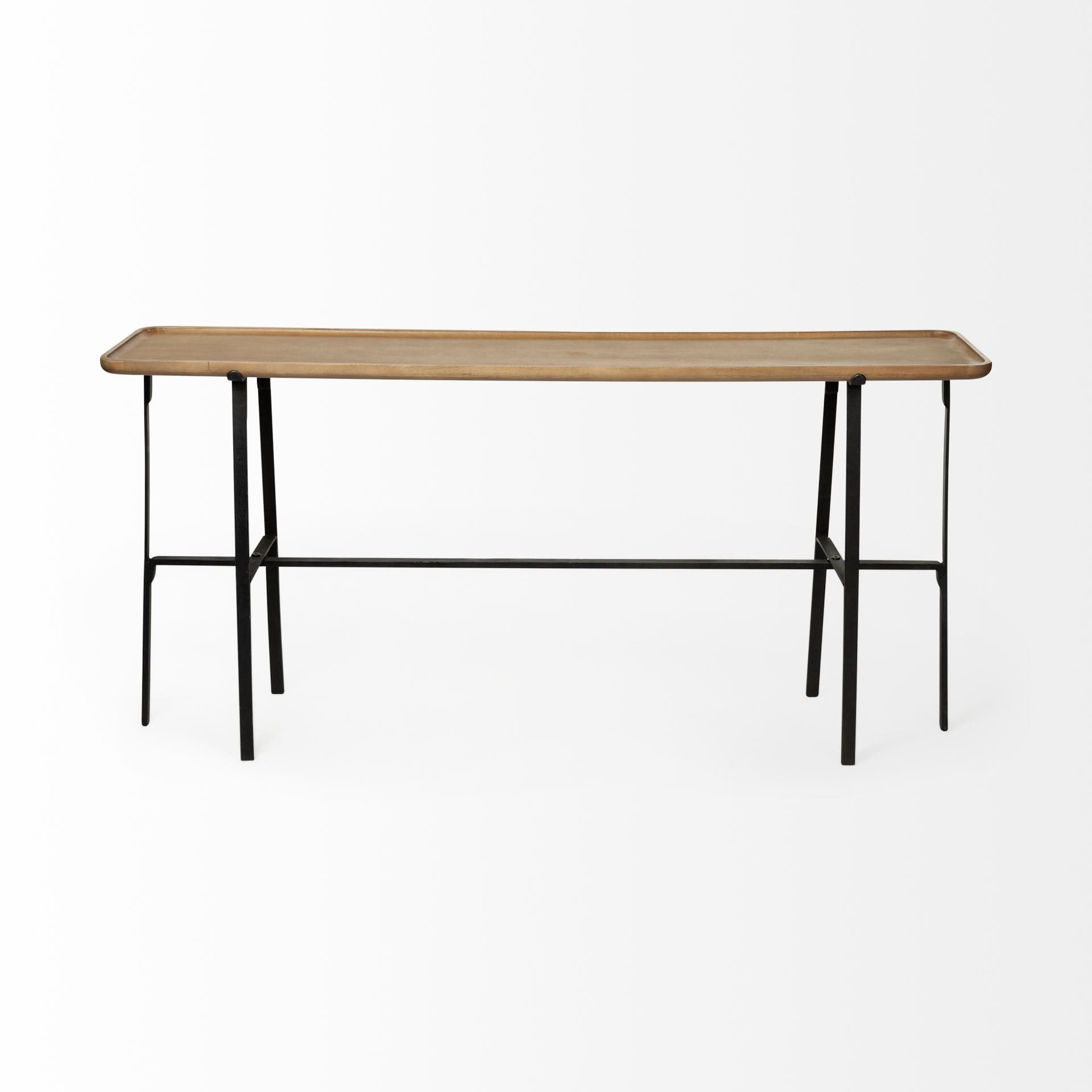 Helios II 60L x 14W x 29H Rectangular Brown Raised Edge Top Console Table — product photograph