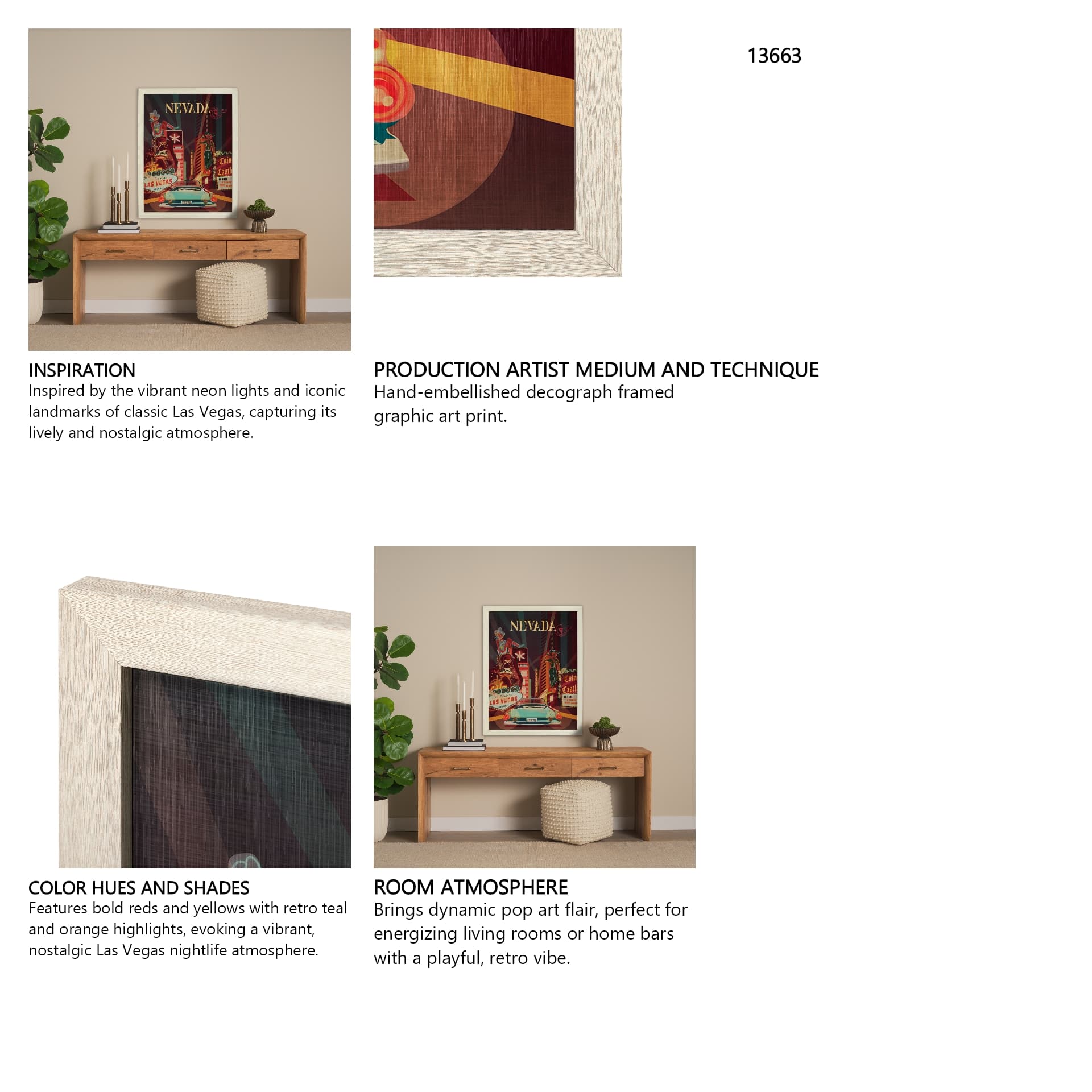 Nevada Go USA (L) by Mercana Studio a Hand Embelished Decograph Framed Art Print — in a styled room