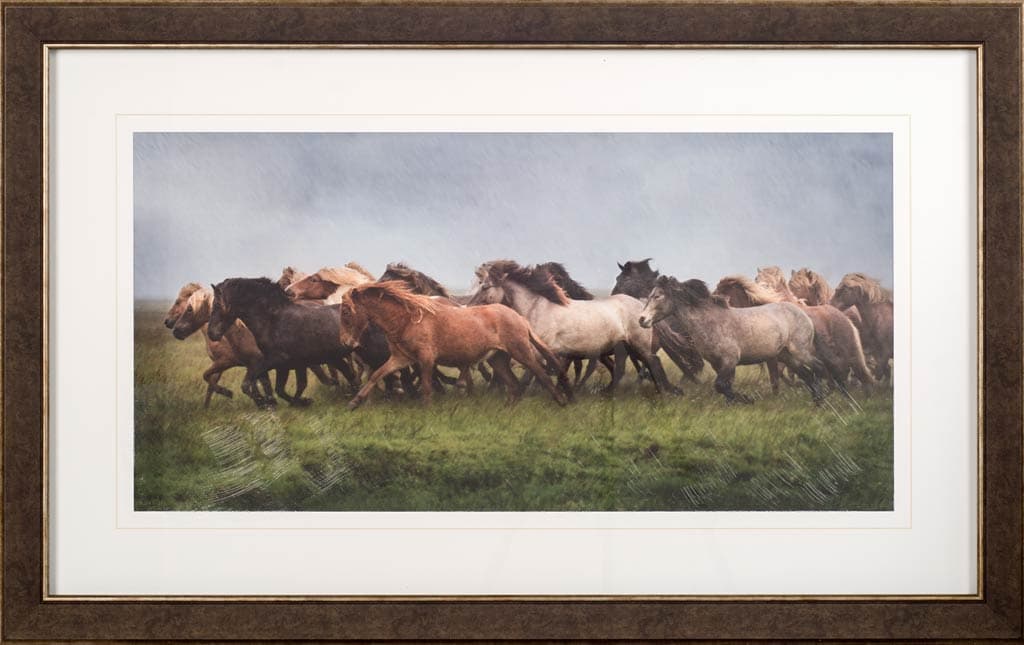 Custom Icelandic Horses XIII (MC) by PH Burchett Hand Embellished Framed Photo Art Print Matted unde — product photograph
