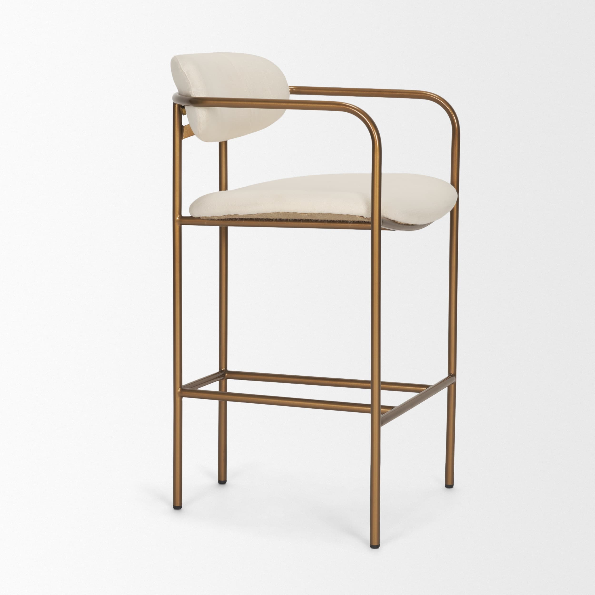 Parker Backless 36.5in Seat Counter Stool | Cream Fabric w/ Gold Metal — product photograph