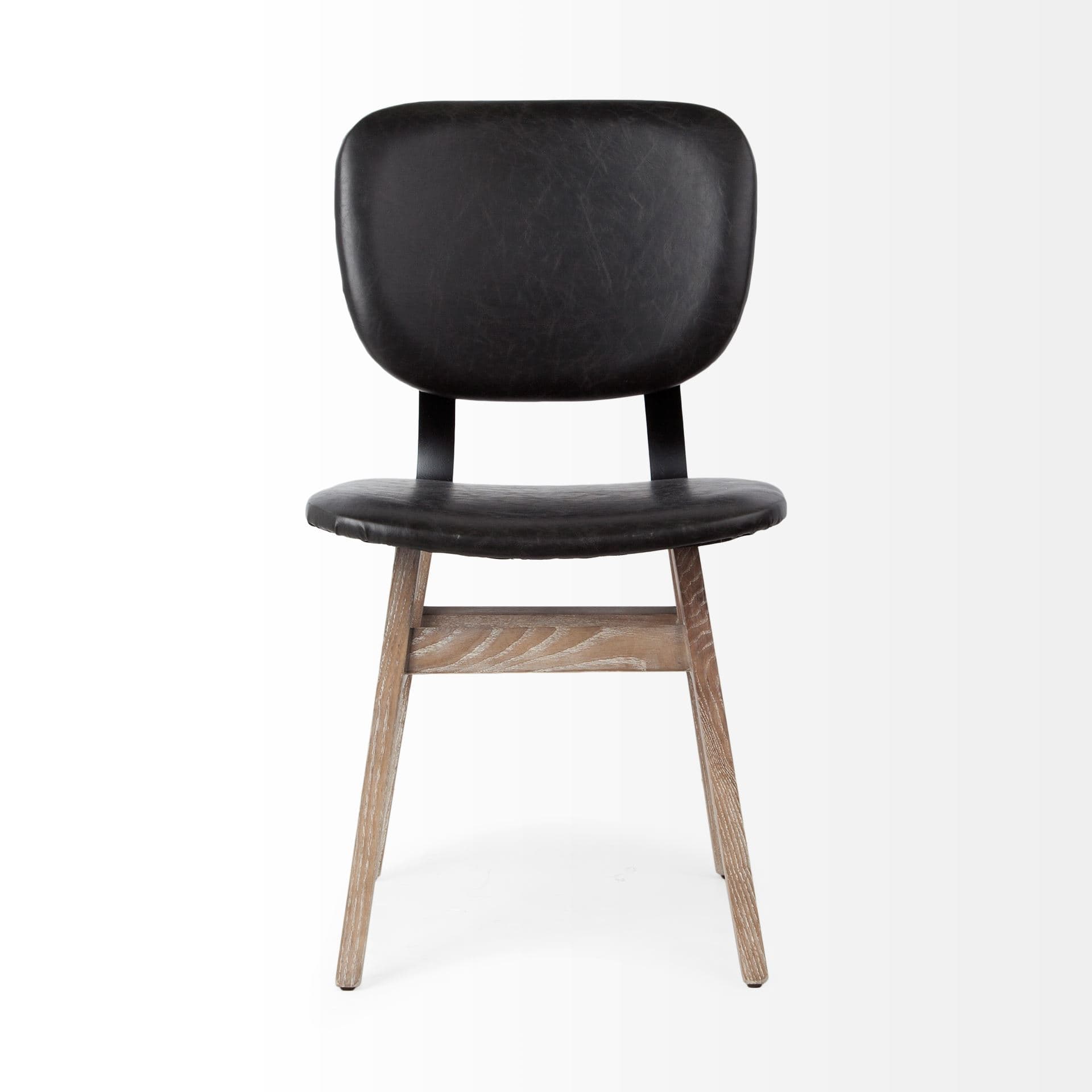 Haden Open Back Dining Side Chair | Black Faux Leather w/ Iron — product photograph