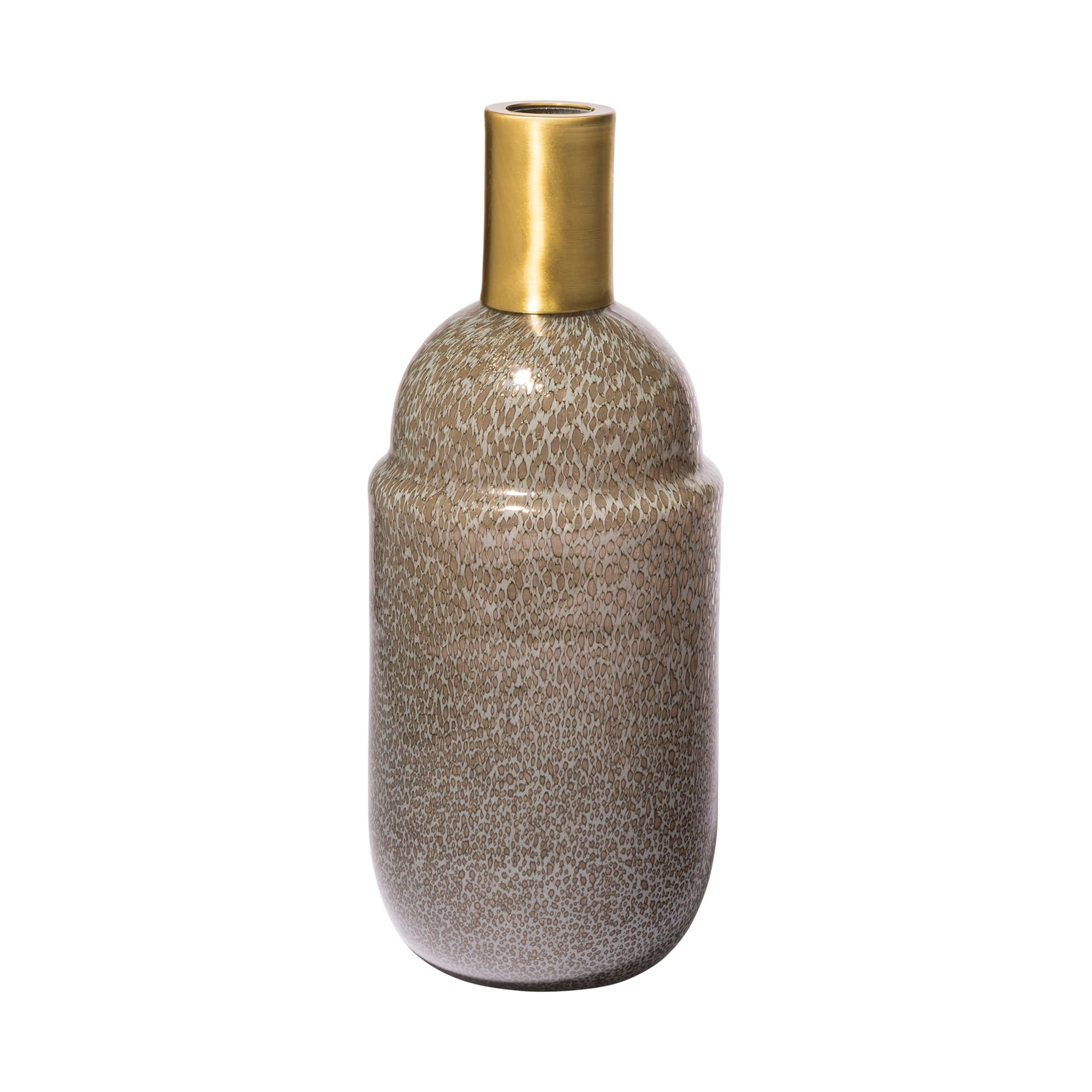 Toba II Tall Brown/Gold Spotted Gourd Style Vase — product photograph
