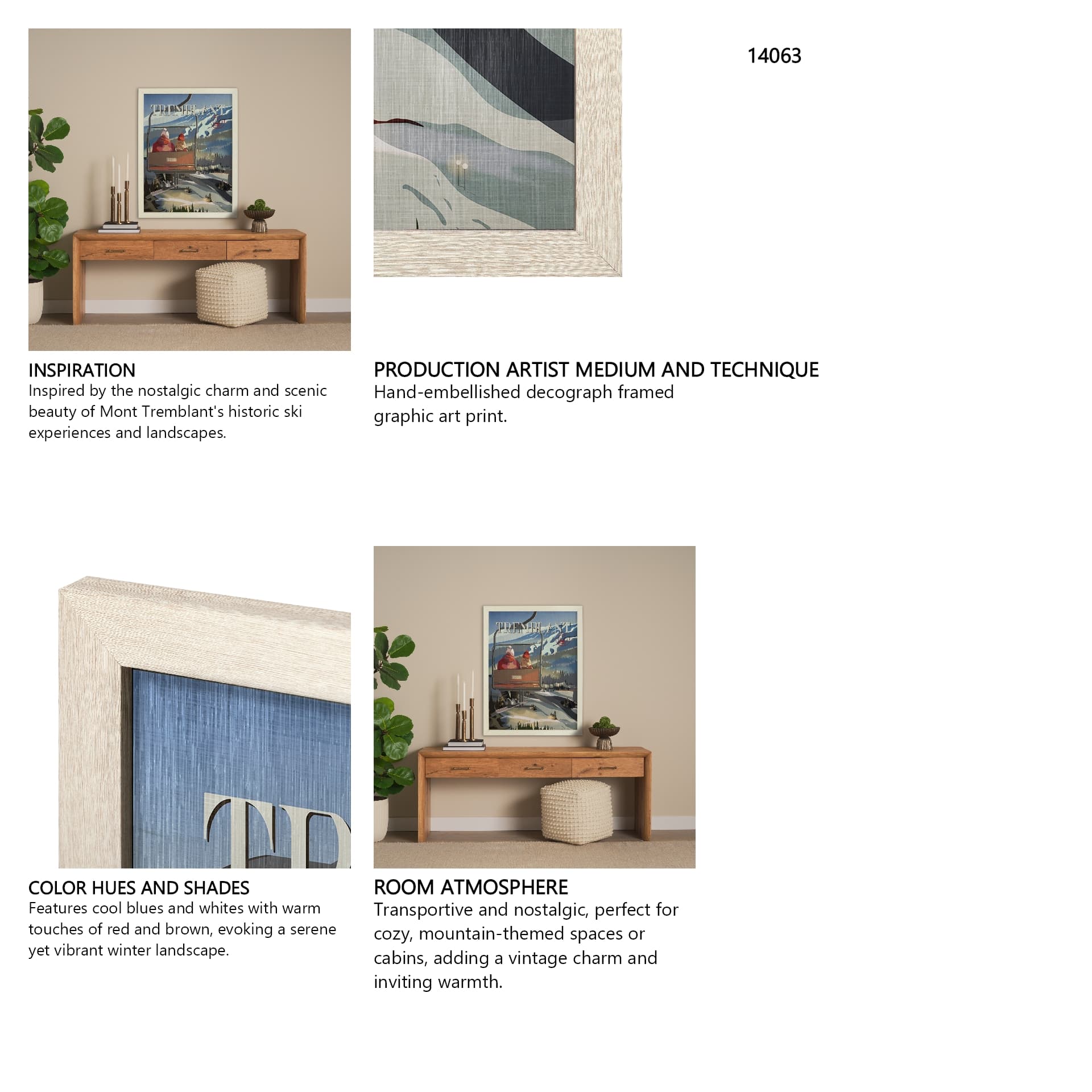 Tremblant Go Canada (L) by Mercana Studio a Hand Embellished Decograph Framed Art Print — in a styled room