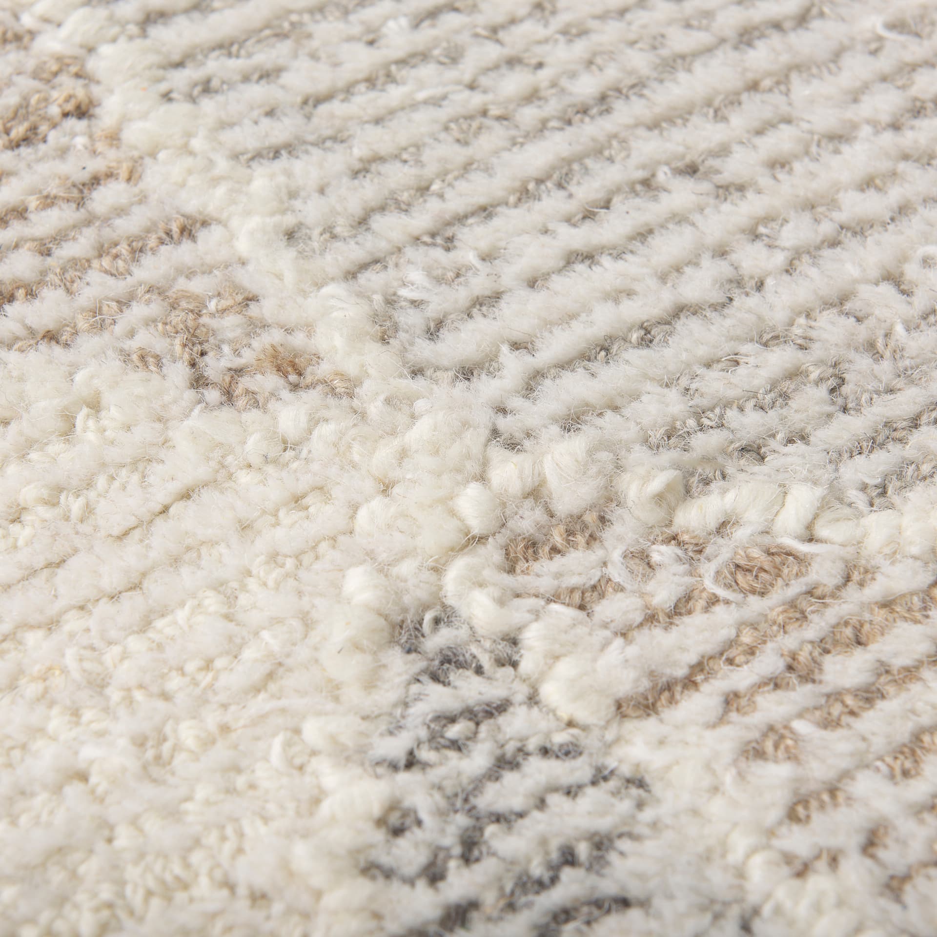 Kolt 5x8 Neutral Geometric Patterned Wool Area Rug — product photograph