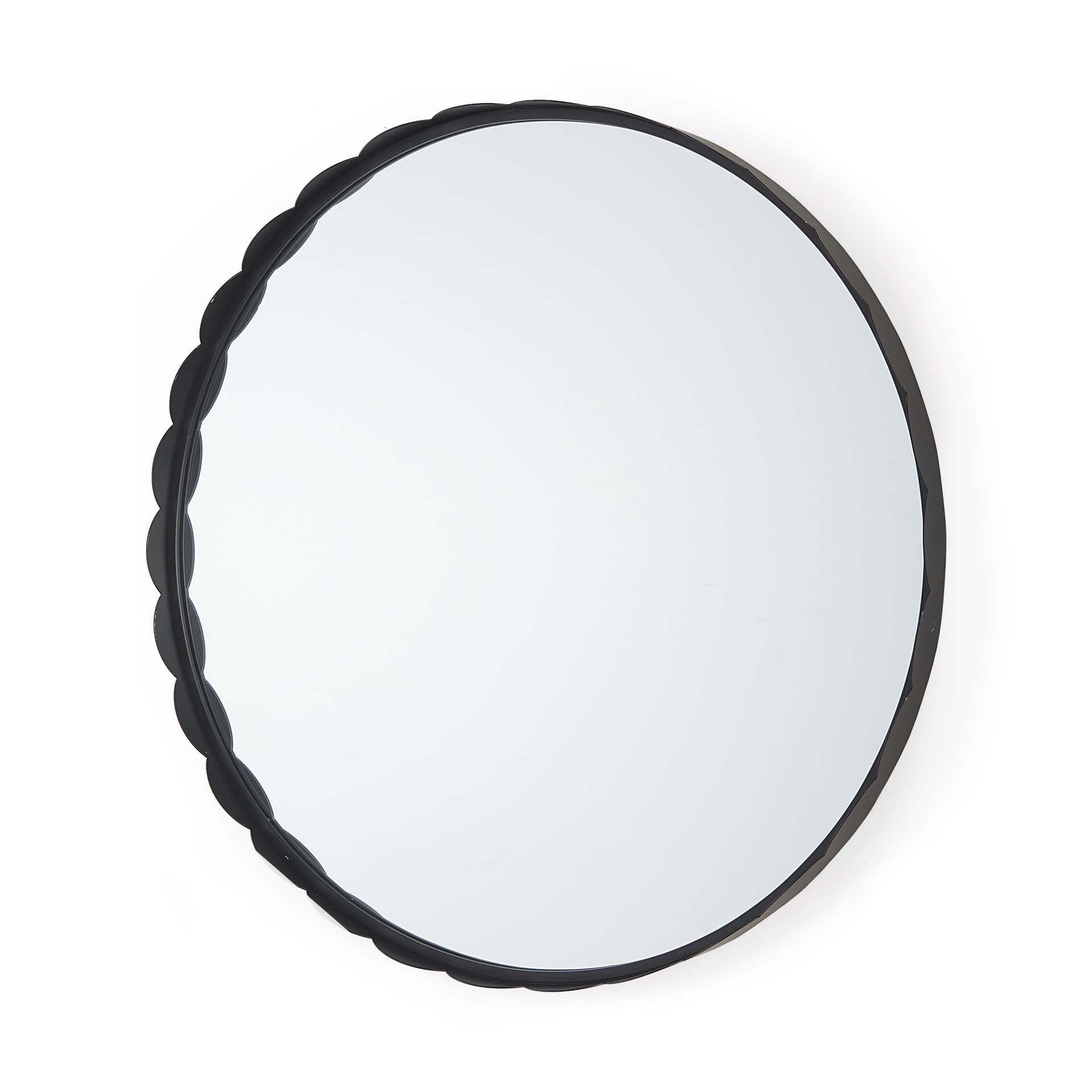 Adelaide 29.7"Black Metal Scallop Edge Round Mirror — product photograph