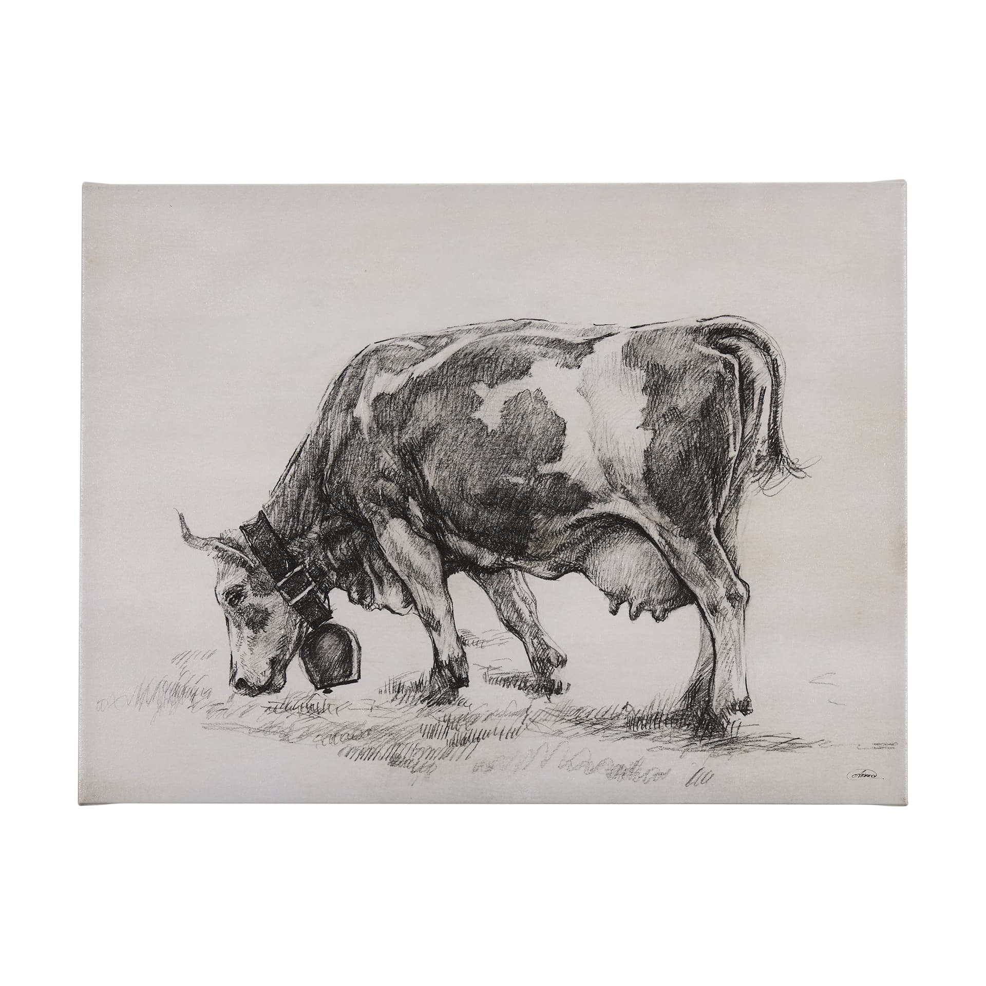 Old West Collection IV (Cow Sketch) by Mercana Studio a Hand Embellished Textured Canvas — product photograph
