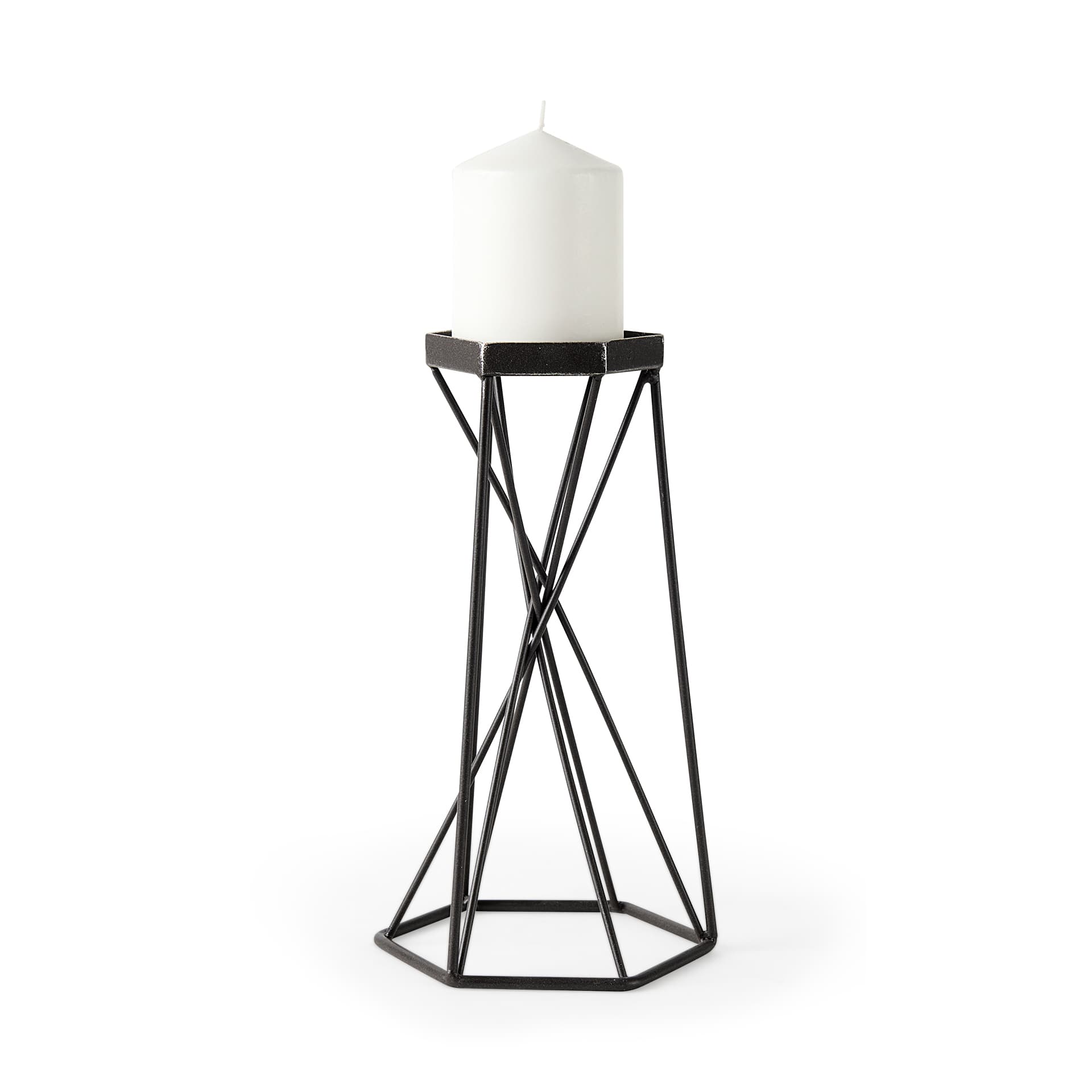 Sixx II Large Antiqued Metal Hexagonal Table Candle Holder — product photograph