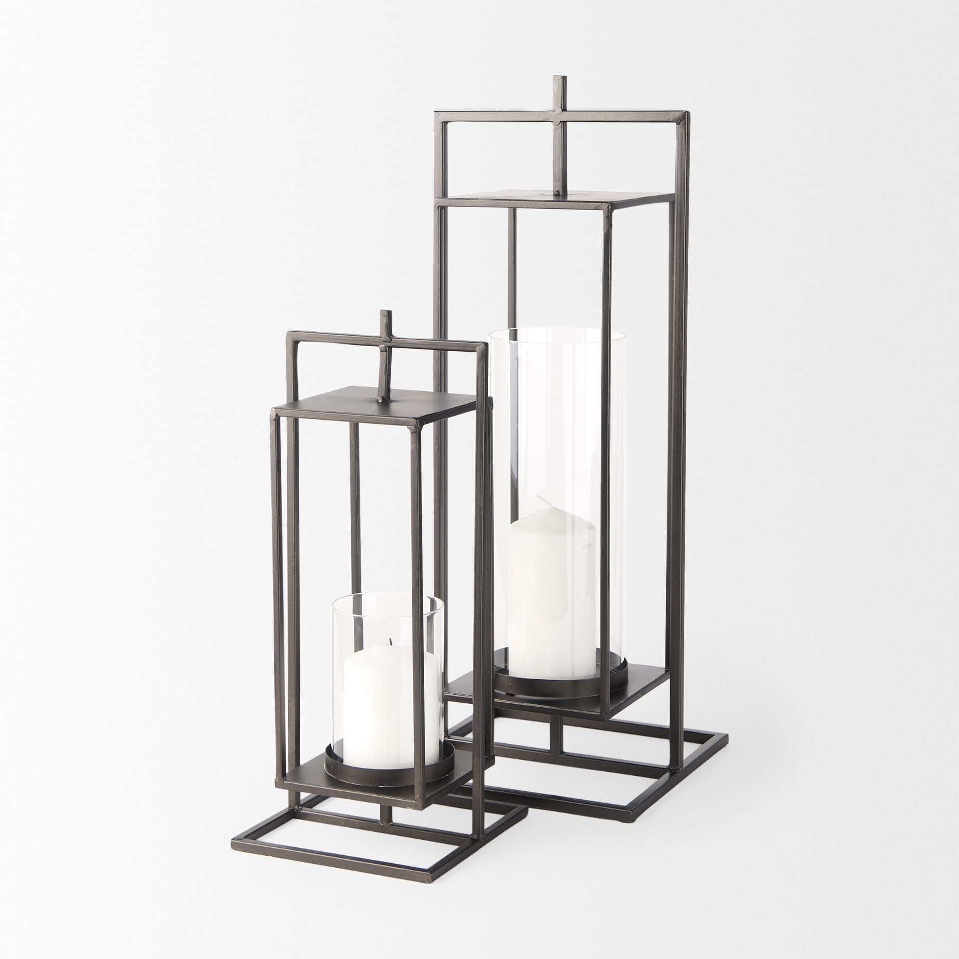 Albus II Small Black Metal Rectangular Table Candle Holder — product photograph