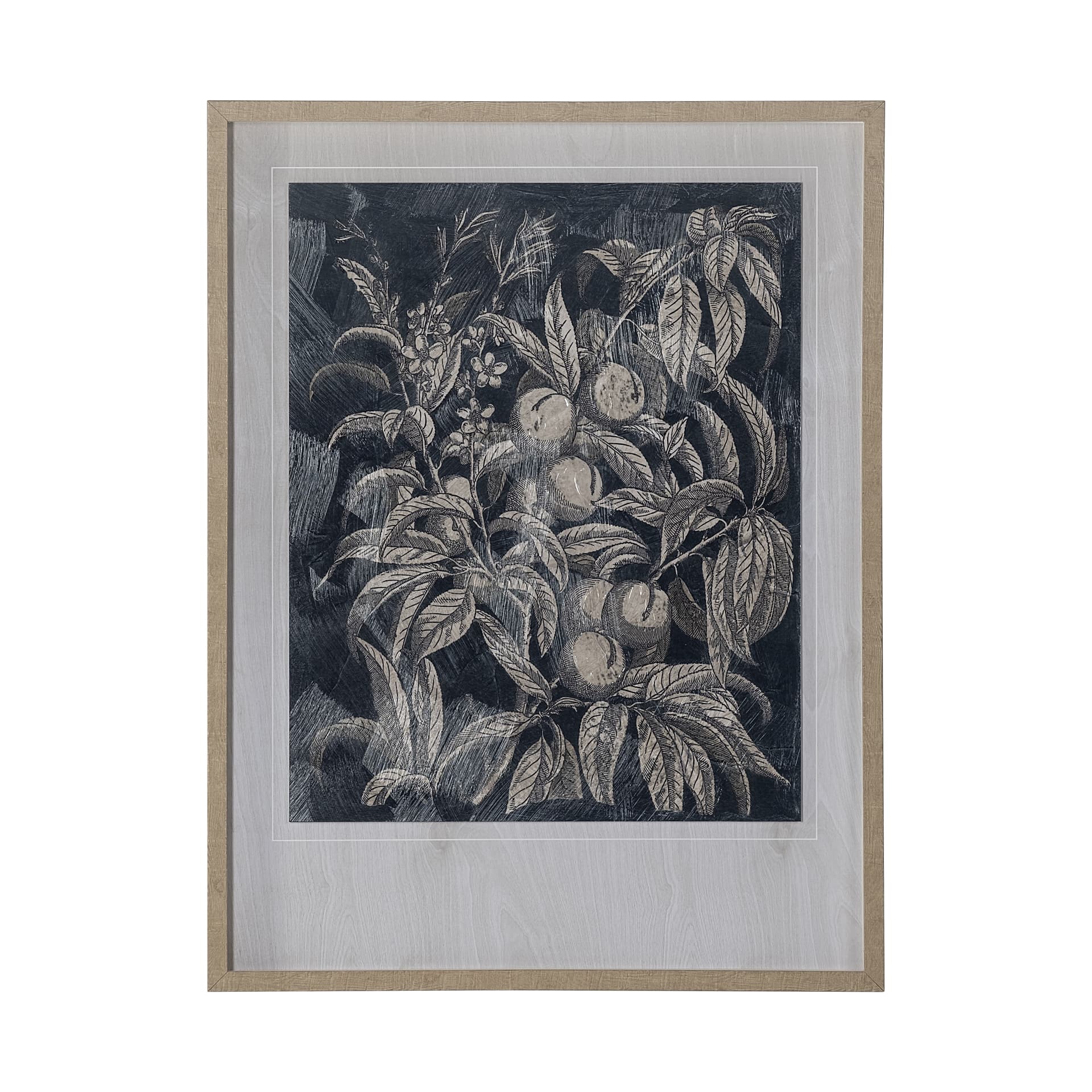 Vintage Fruit & Floral II by Megan Meagher Hand Embellished Framed Art Print Matted under Glass — product photograph