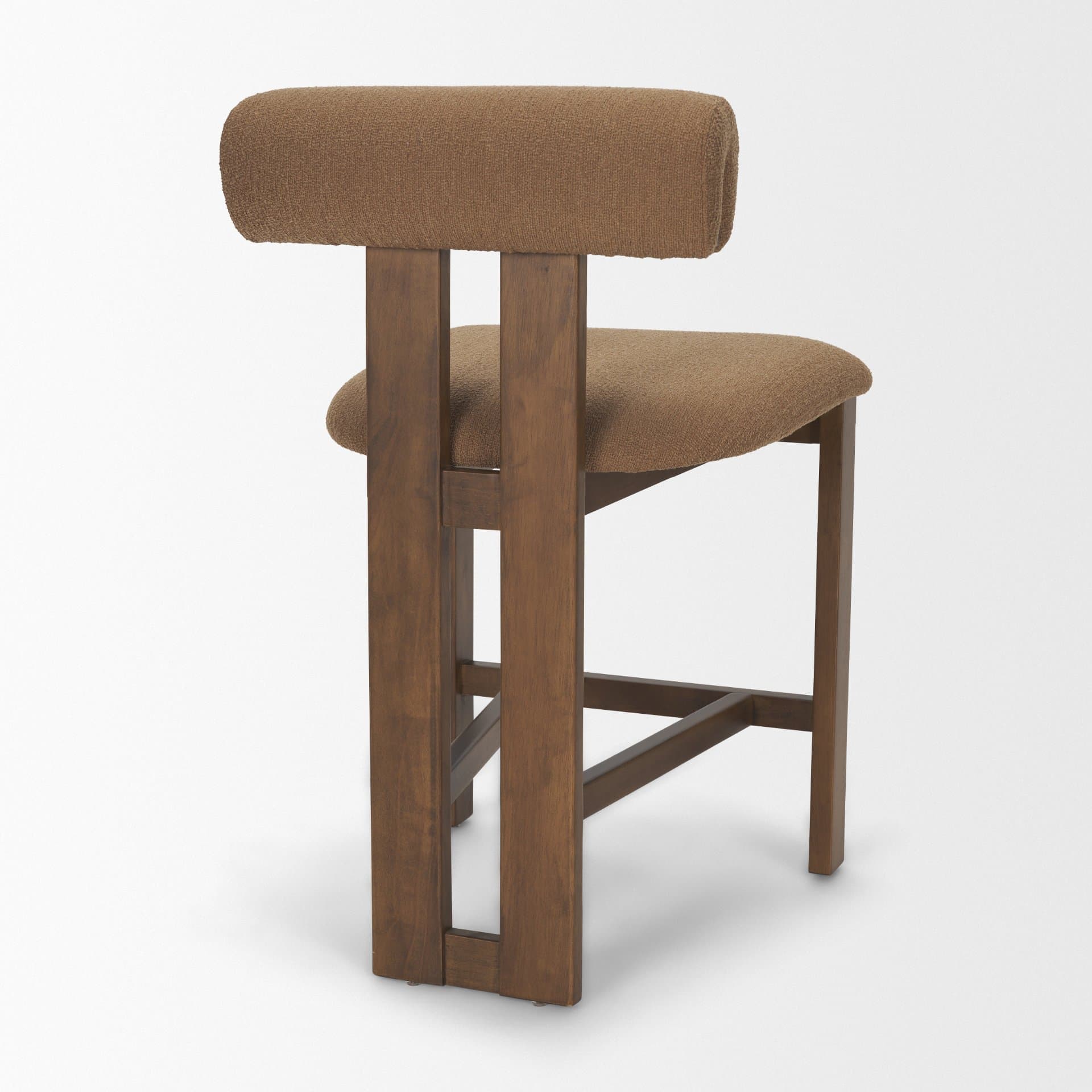 Tribeca Open Back 36.5in Seat Counter Stool | Mocha Fabric w/ Wood — product photograph