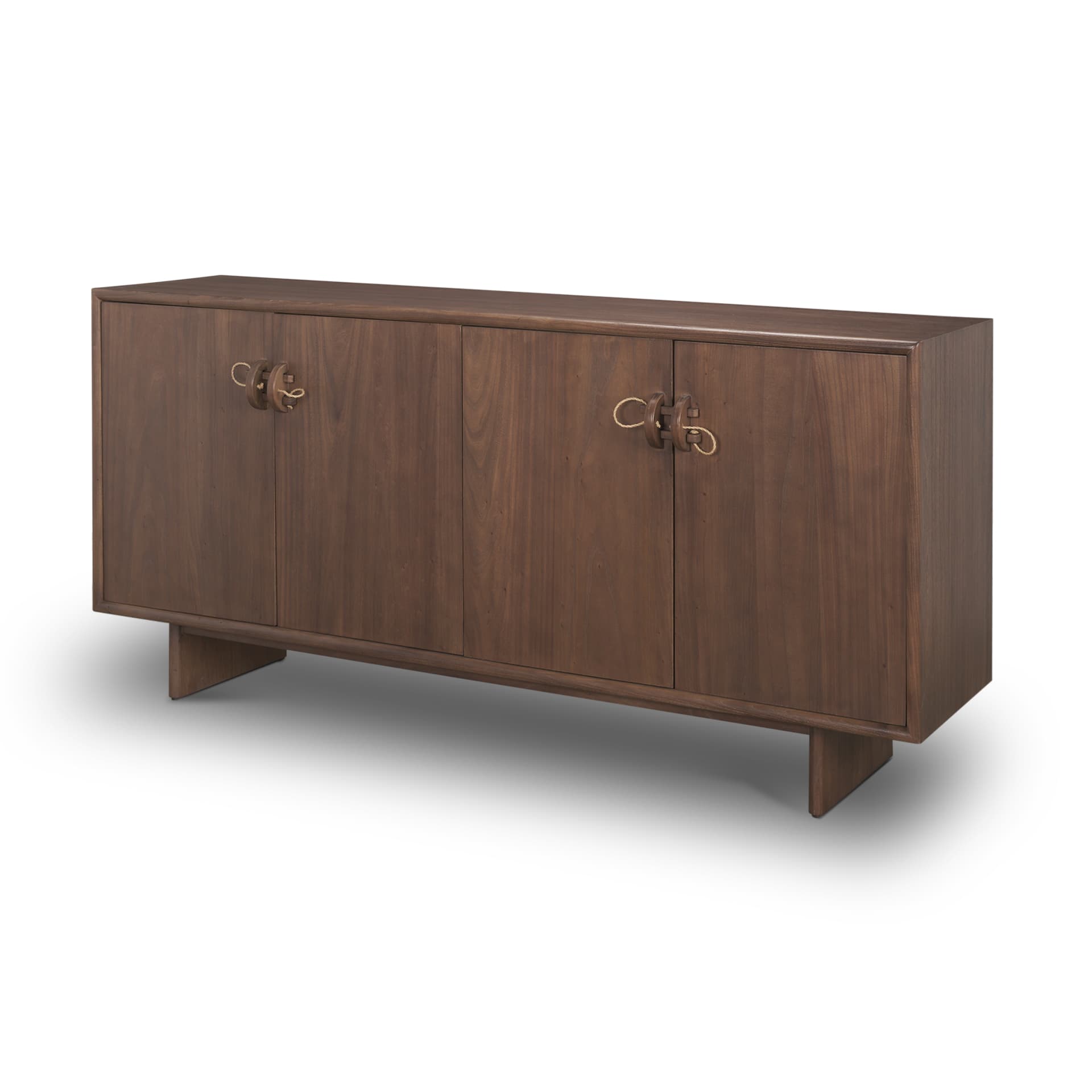 Varenna 4 Door Dark Brown Wood w/ Rope Handles Sideboard — product photograph