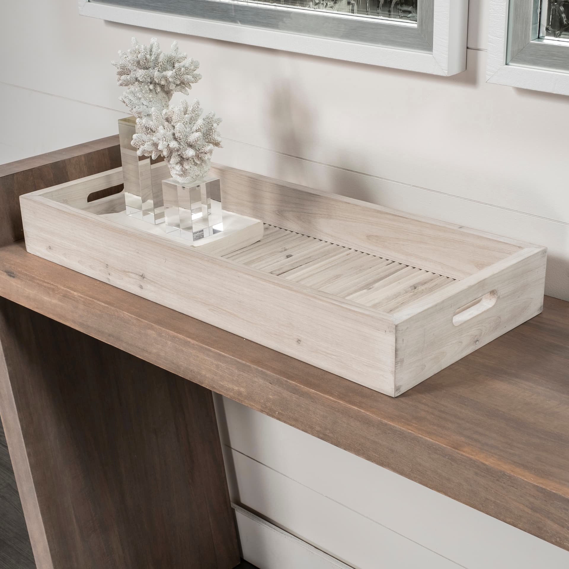 Horatio 28L x 12W Natural Wood Rectangular Serving Tray — product photograph