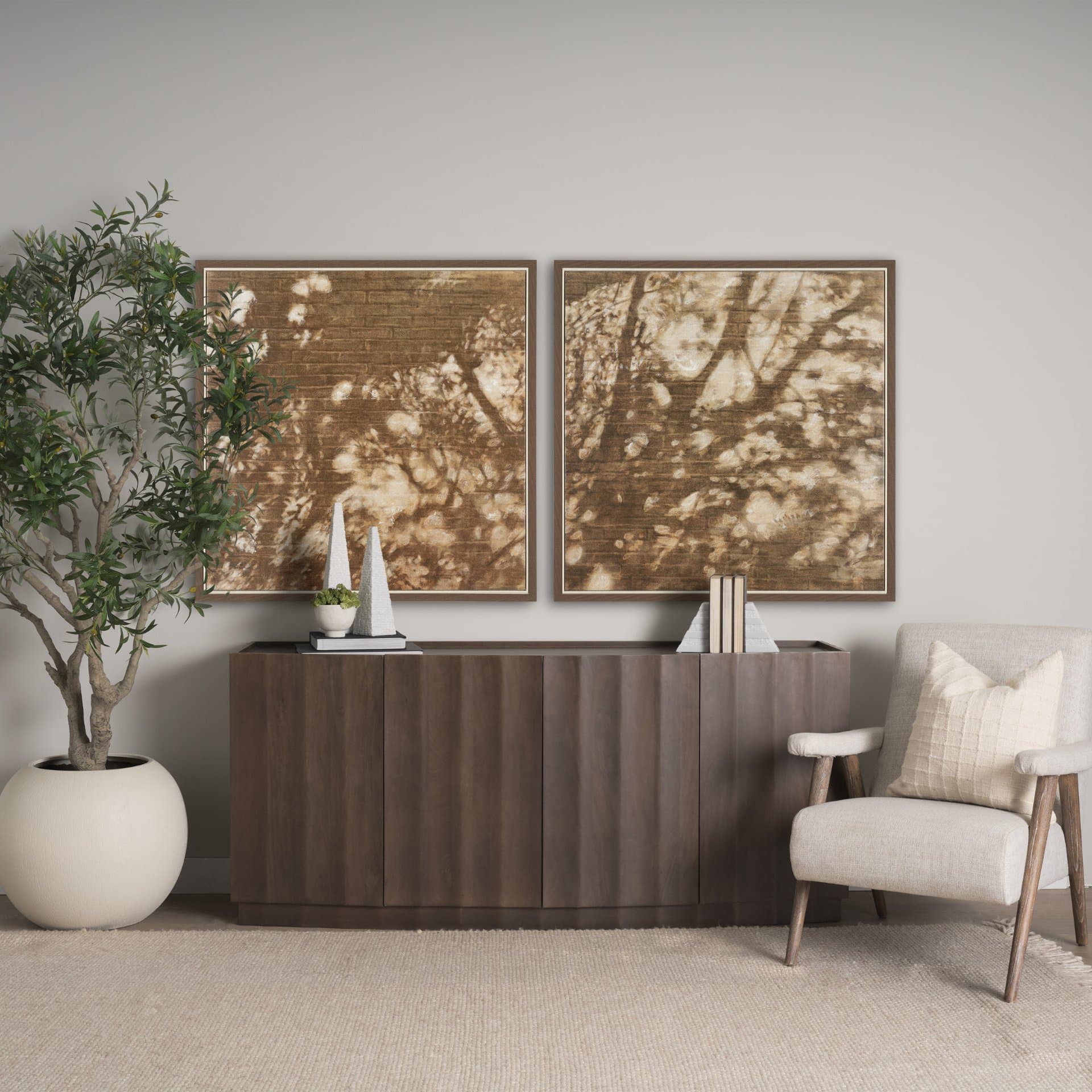 Wall of Shadows I by Mercana Studio Hand-Embellished Textured Framed Canvas Artwork — in a styled room