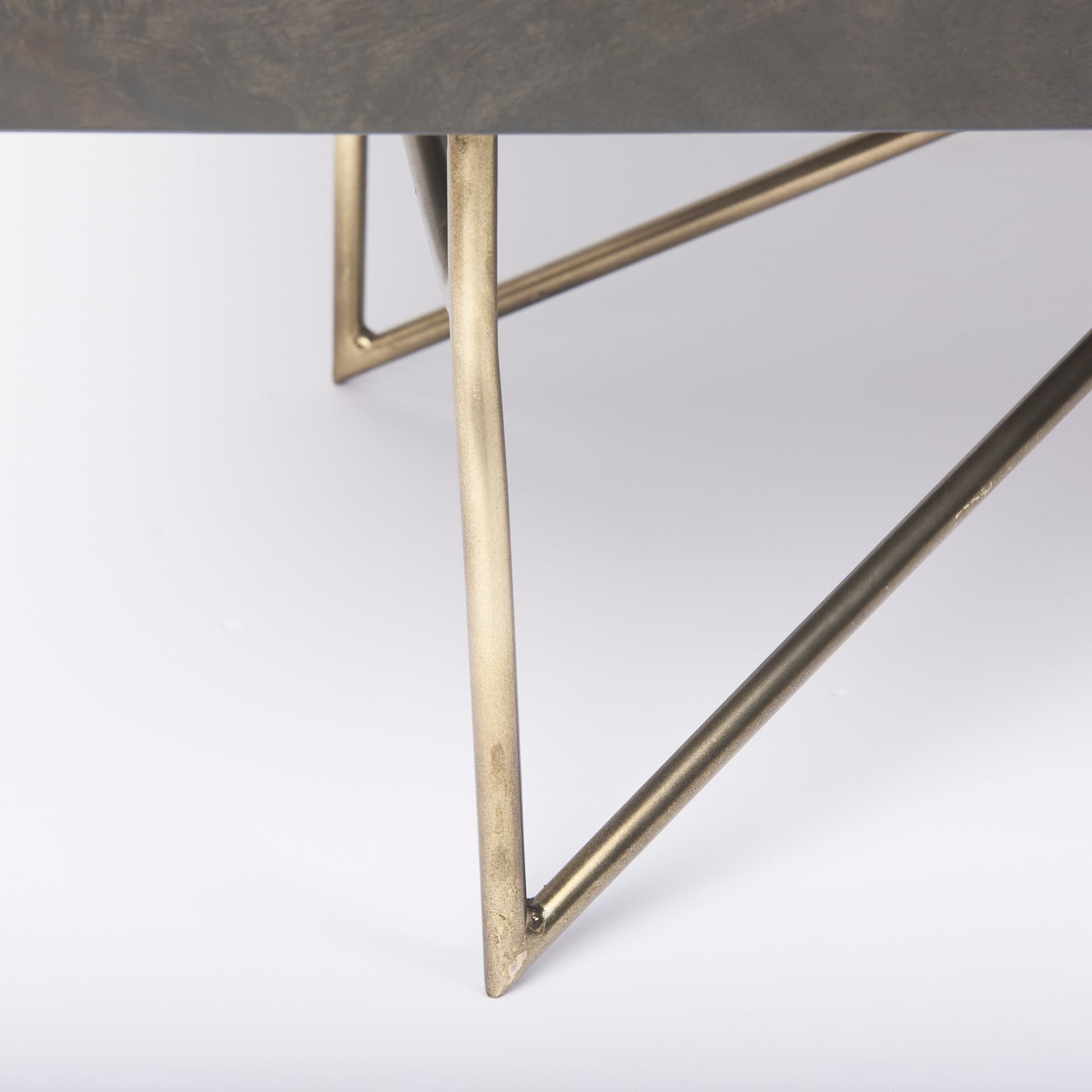 Darwin 80x17.5 Brown Solid Wood Gold Metal Base 4 Cabinet Door Sideboard — product photograph